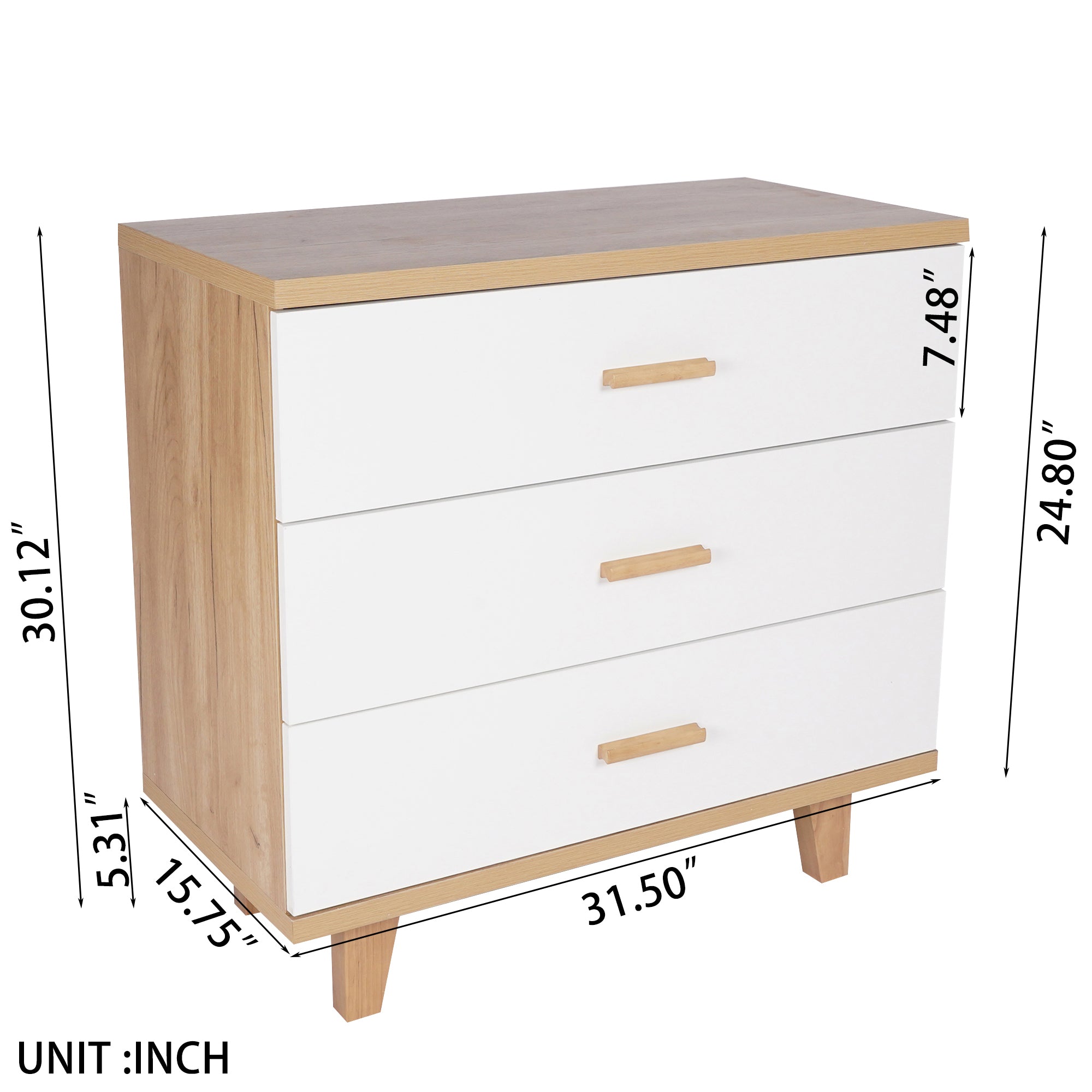 30" Tall 3-Drawer Wood Bachelor's Chest