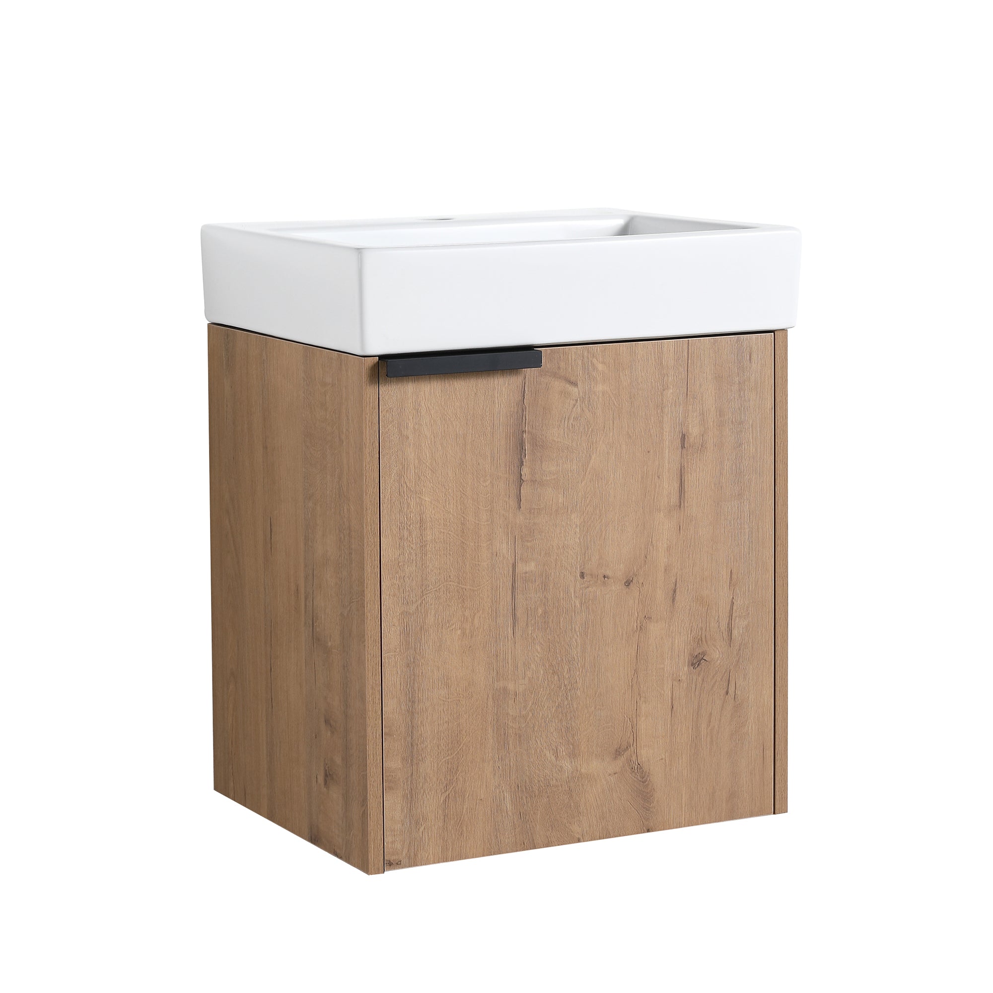 Wall-Mounted Bathroom Vanity with Ceramic Top and Basin