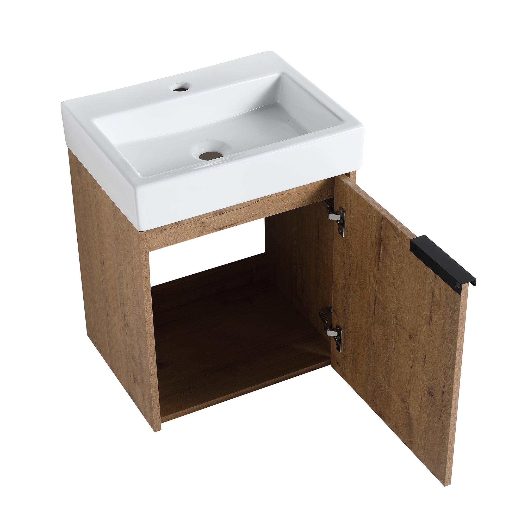 Wall-Mounted Bathroom Vanity with Ceramic Top and Basin