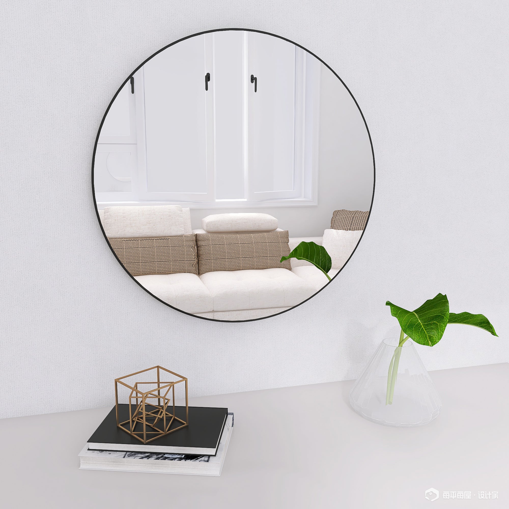 Round Framed Wall Mounted Mirror