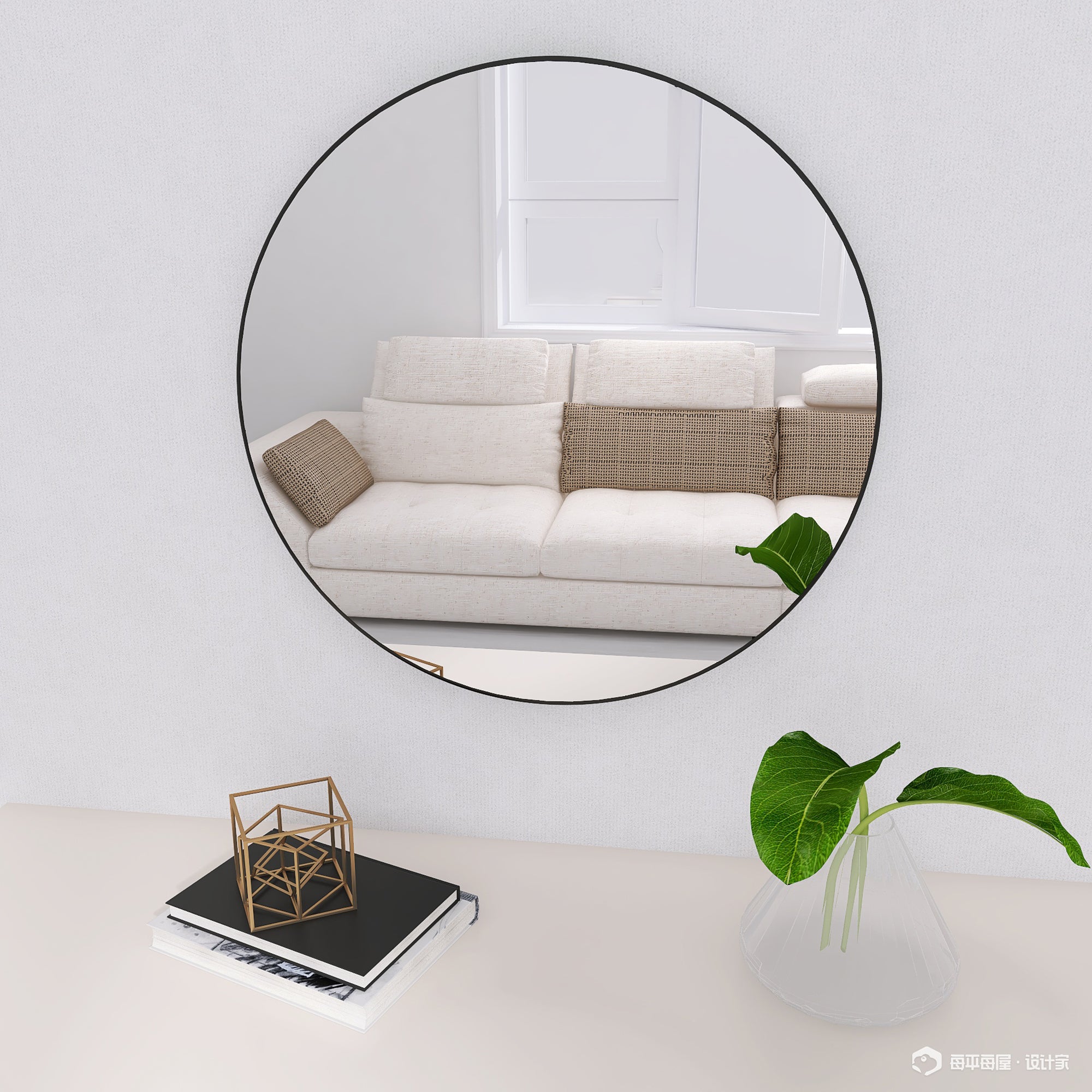 Round Framed Wall Mounted Mirror
