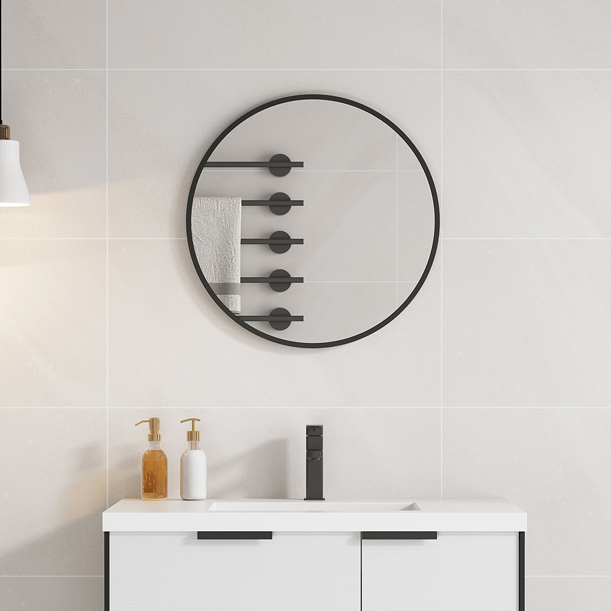 Round Framed Wall Mounted Mirror