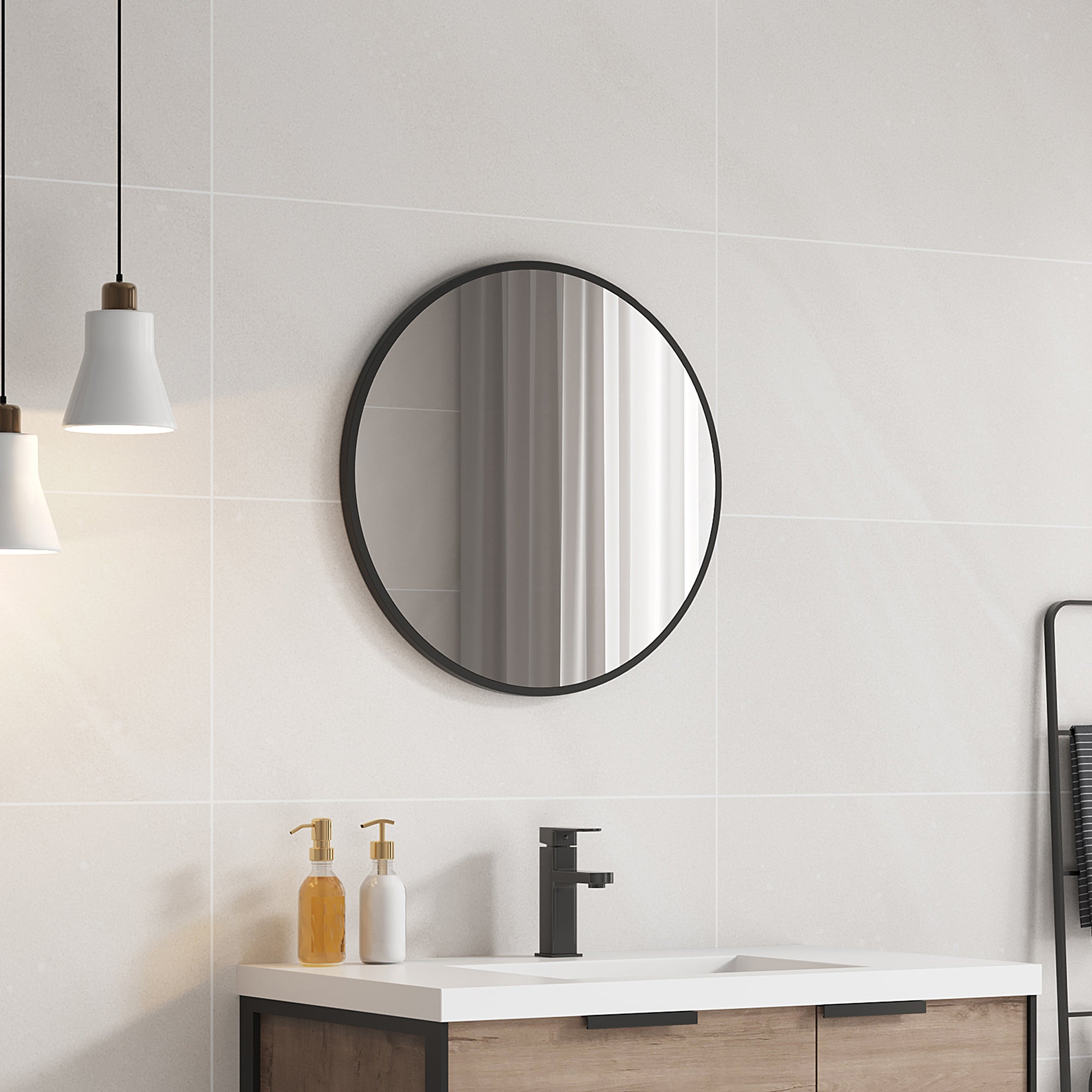 Round Framed Wall Mounted Mirror