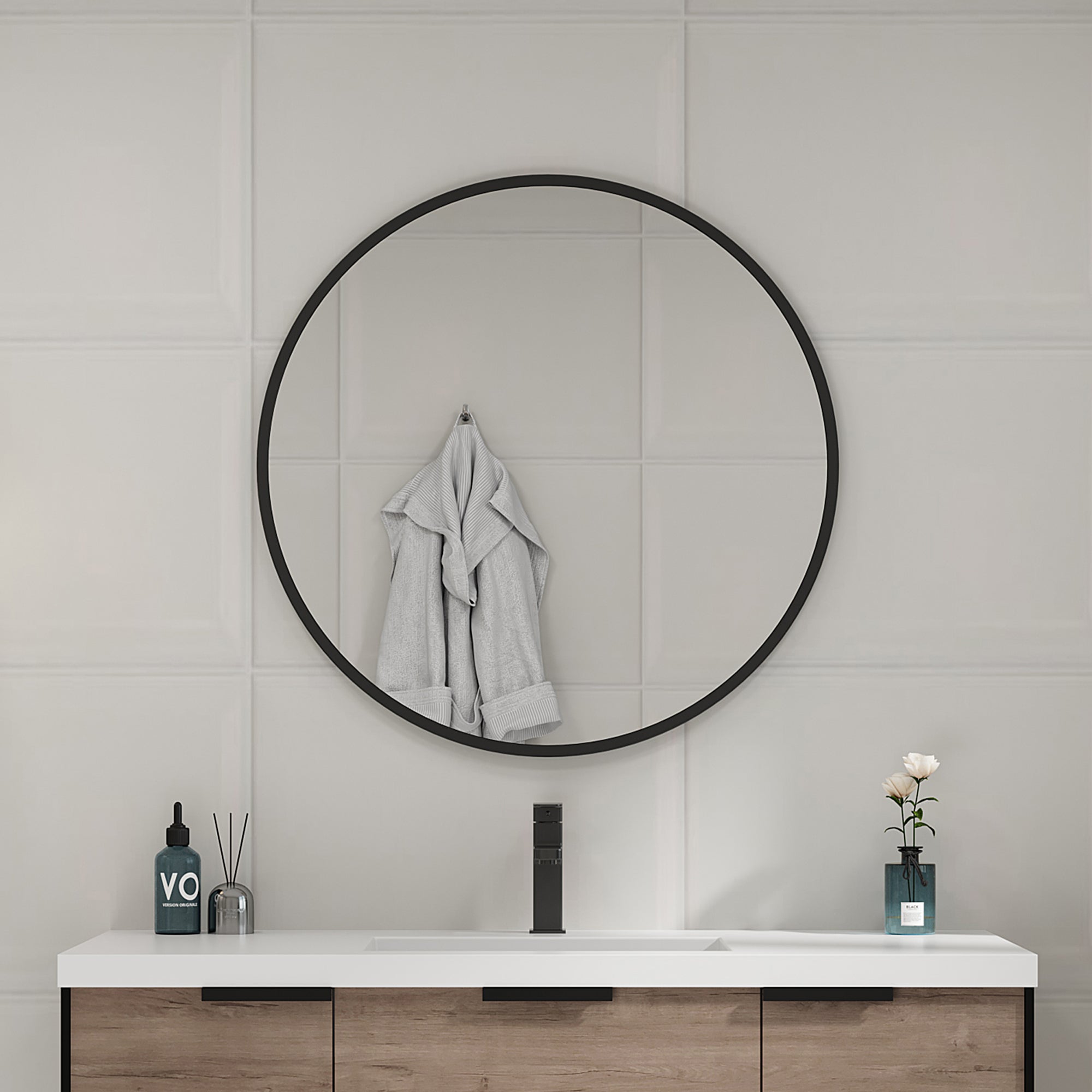 Round Framed Wall Mounted Mirror
