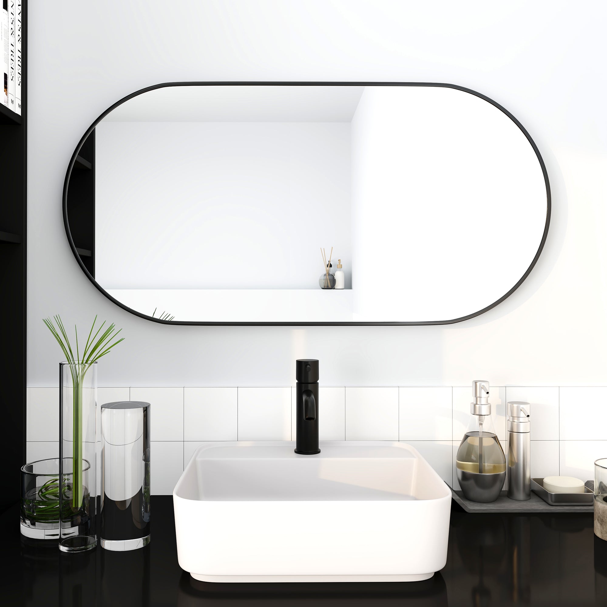 32 inch Oval Aluminum Framed Wall Mounted Mirror