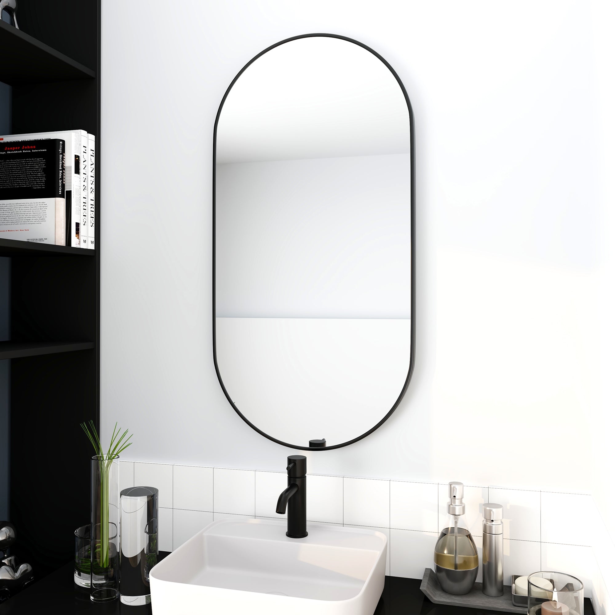 32 inch Oval Aluminum Framed Wall Mounted Mirror