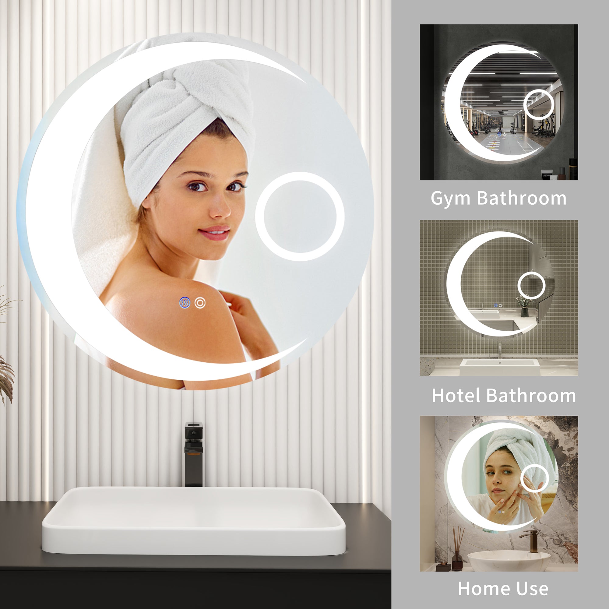 24 in. Round Frameless Anti-Fog Wall Mounted LED Bathroom Vanity Mirror