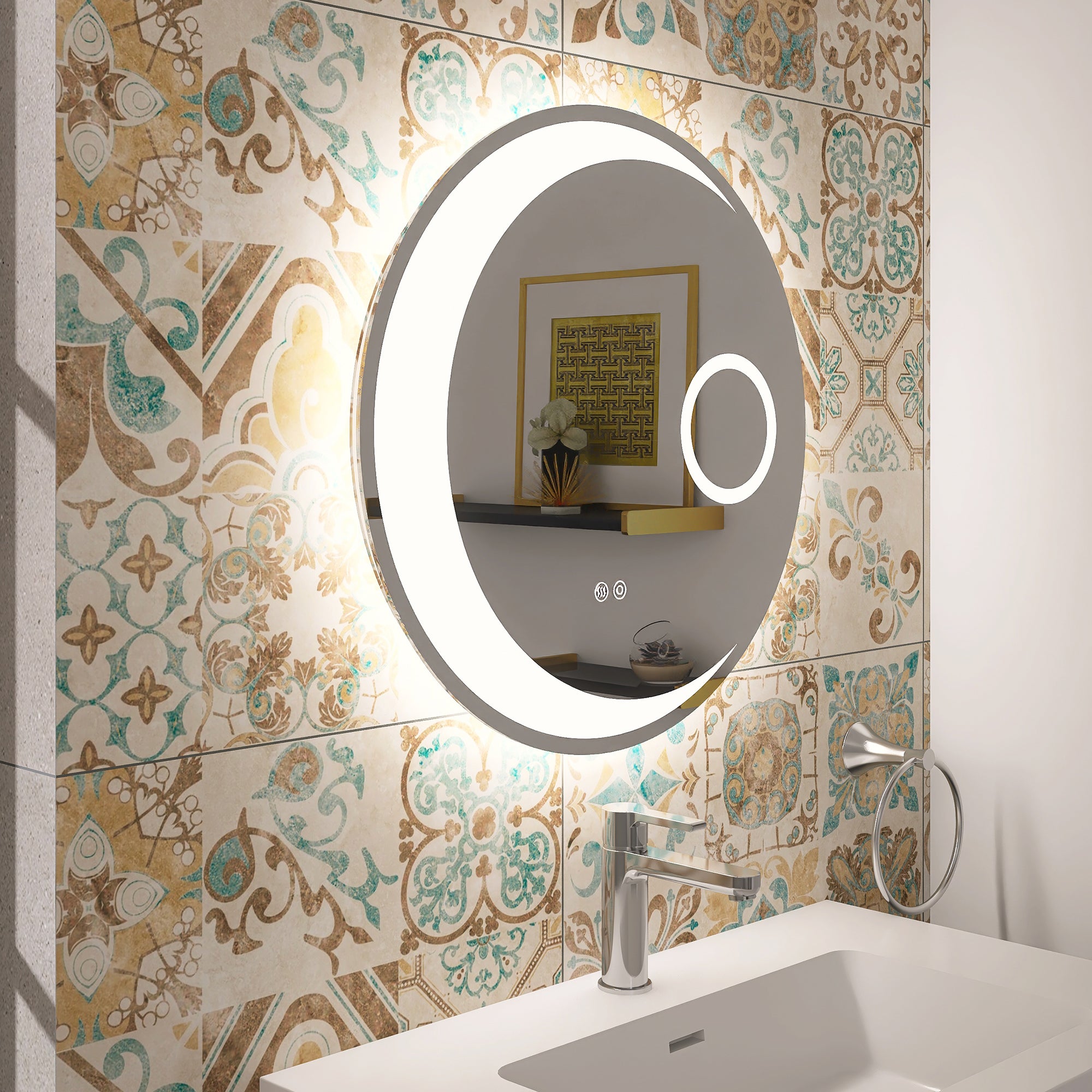 24 in. Round Frameless Anti-Fog Wall Mounted LED Bathroom Vanity Mirror