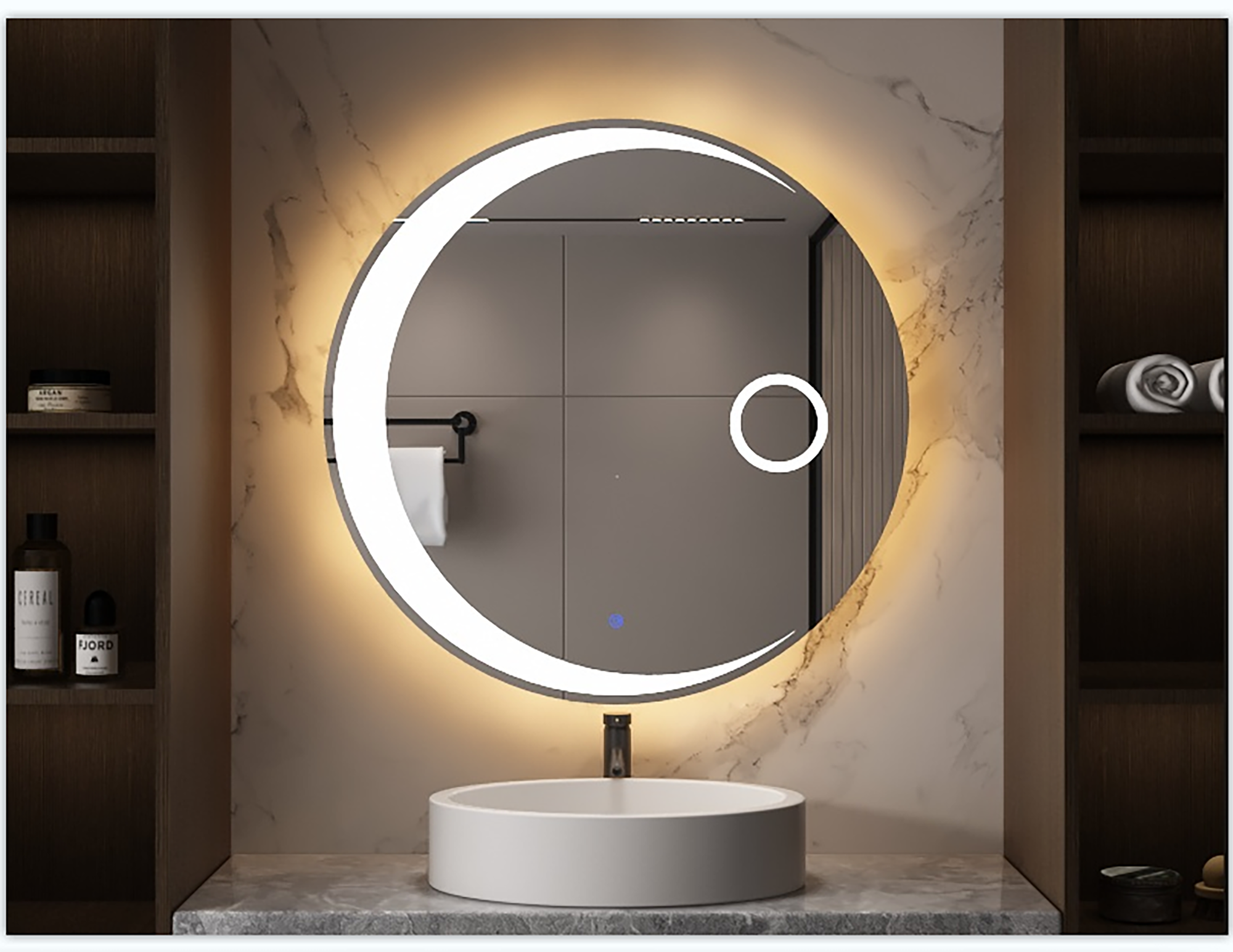 24 in. Round Frameless Anti-Fog Wall Mounted LED Bathroom Vanity Mirror