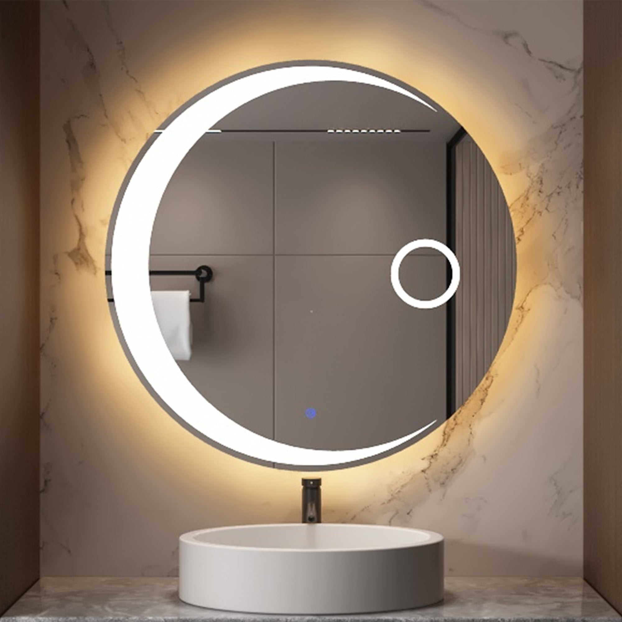 24 in. Round Frameless Anti-Fog Wall Mounted LED Bathroom Vanity Mirror