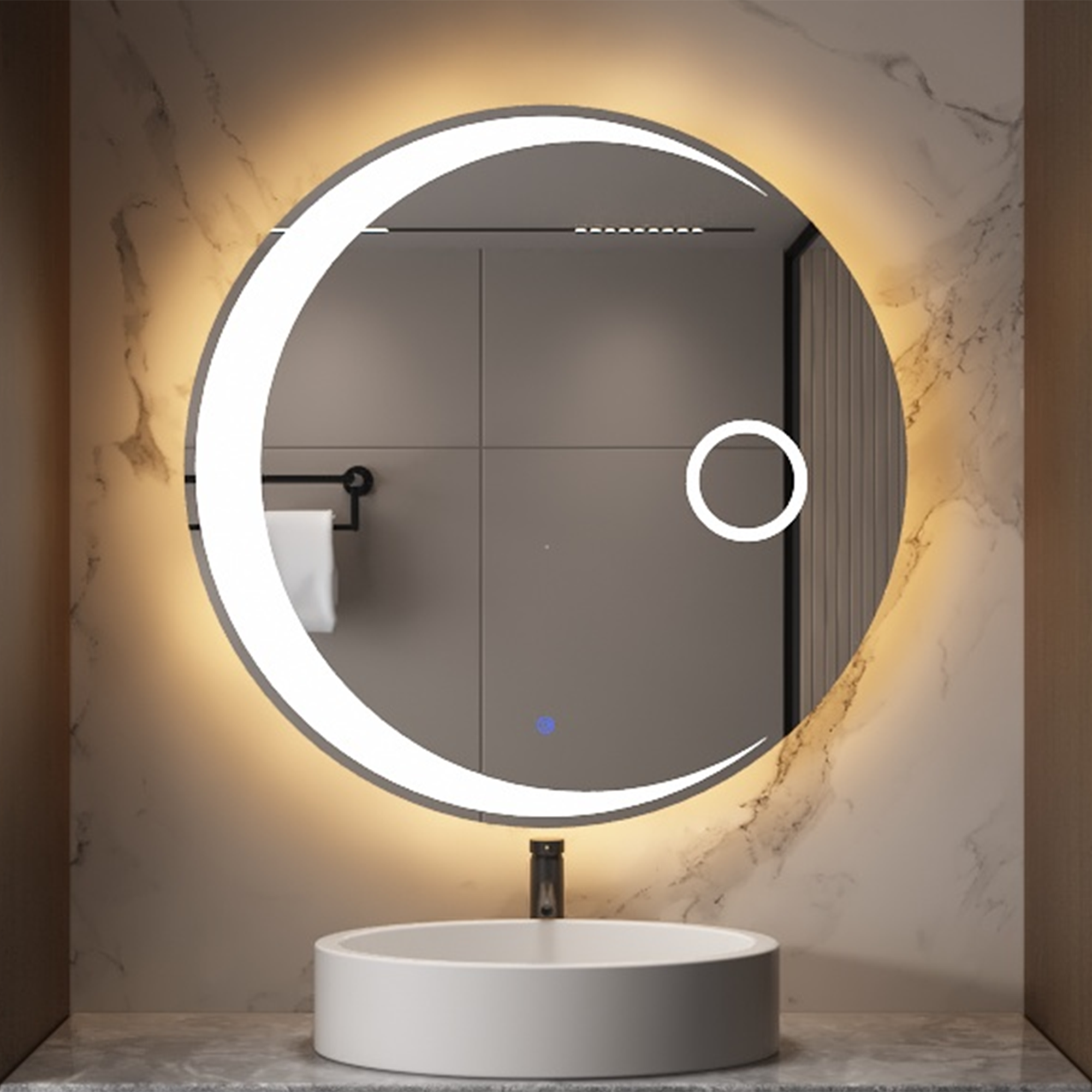 24 in. Round Frameless Anti-Fog Wall Mounted LED Bathroom Vanity Mirror
