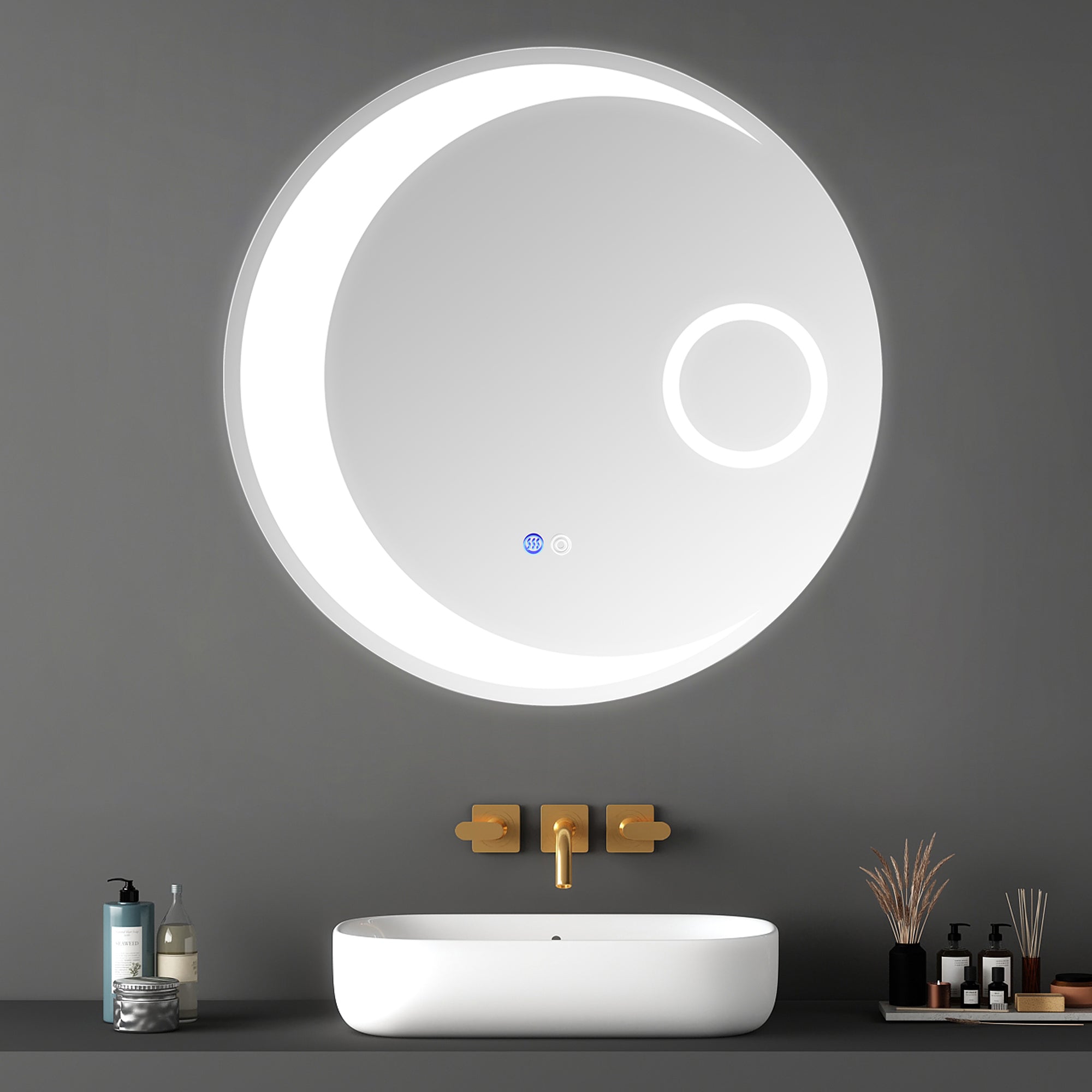 24 in. Round Frameless Anti-Fog Wall Mounted LED Bathroom Vanity Mirror