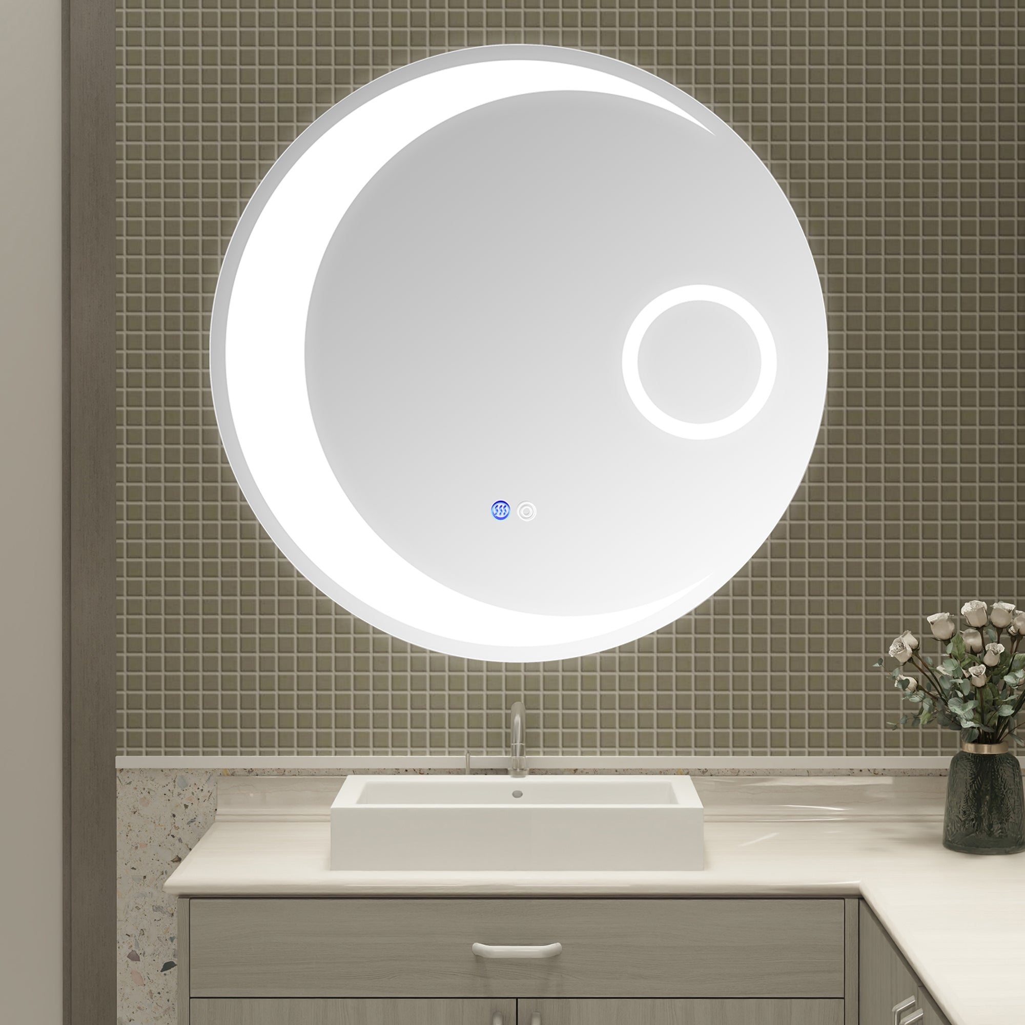 24 in. Round Frameless Anti-Fog Wall Mounted LED Bathroom Vanity Mirror