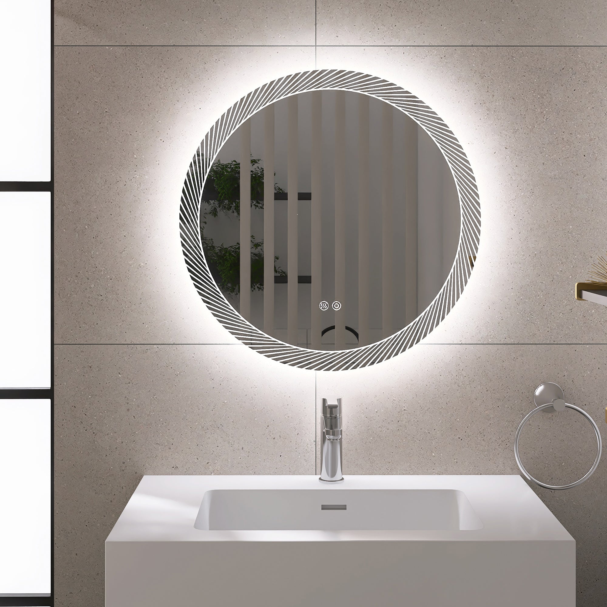 24 in. Round Frameless Anti-Fog Wall Mounted LED Bathroom Vanity Mirror
