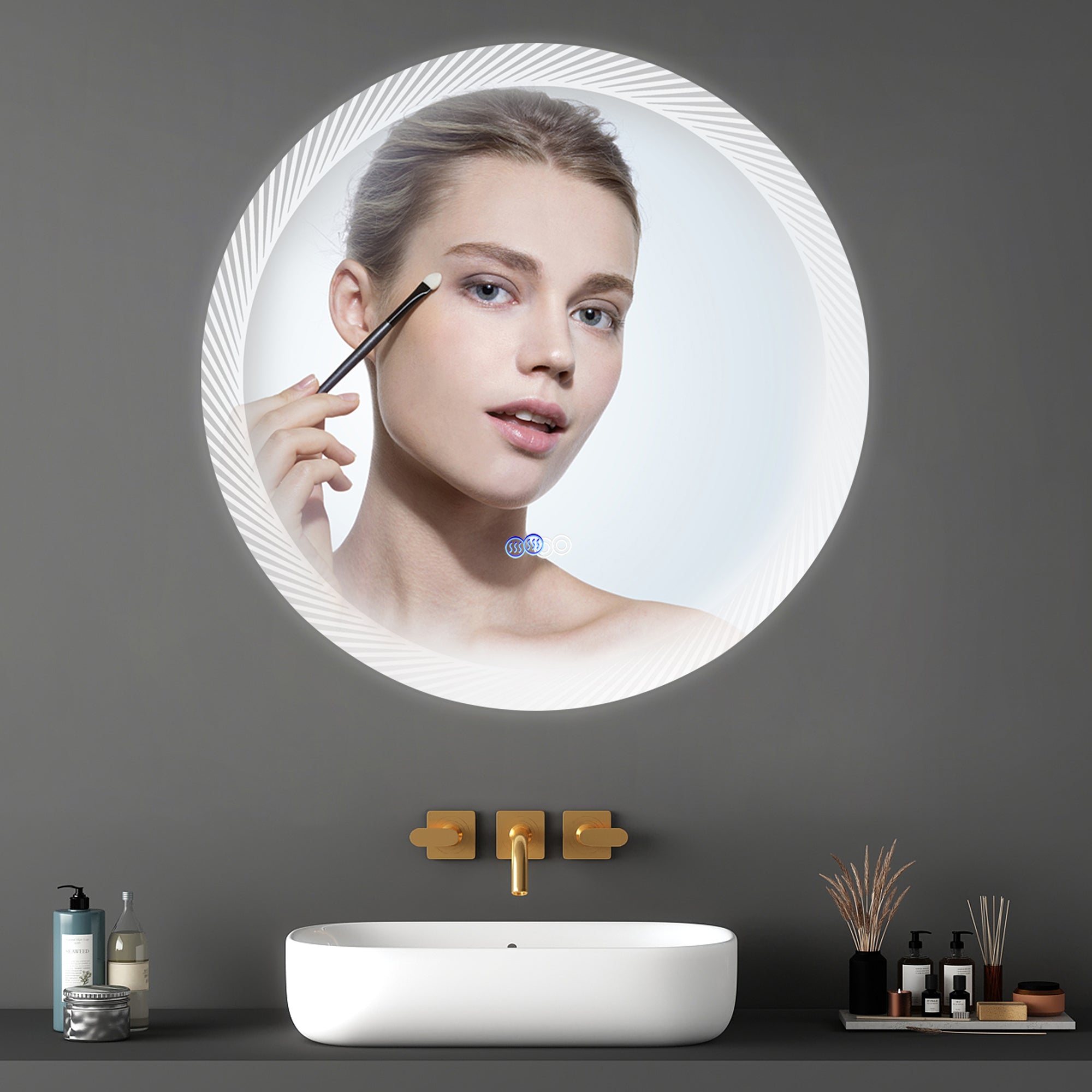 24 in. Round Frameless Anti-Fog Wall Mounted LED Bathroom Vanity Mirror