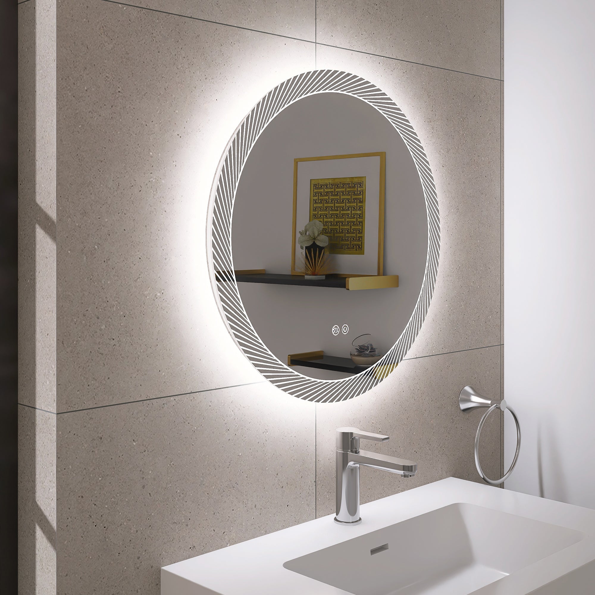24 in. Round Frameless Anti-Fog Wall Mounted LED Bathroom Vanity Mirror