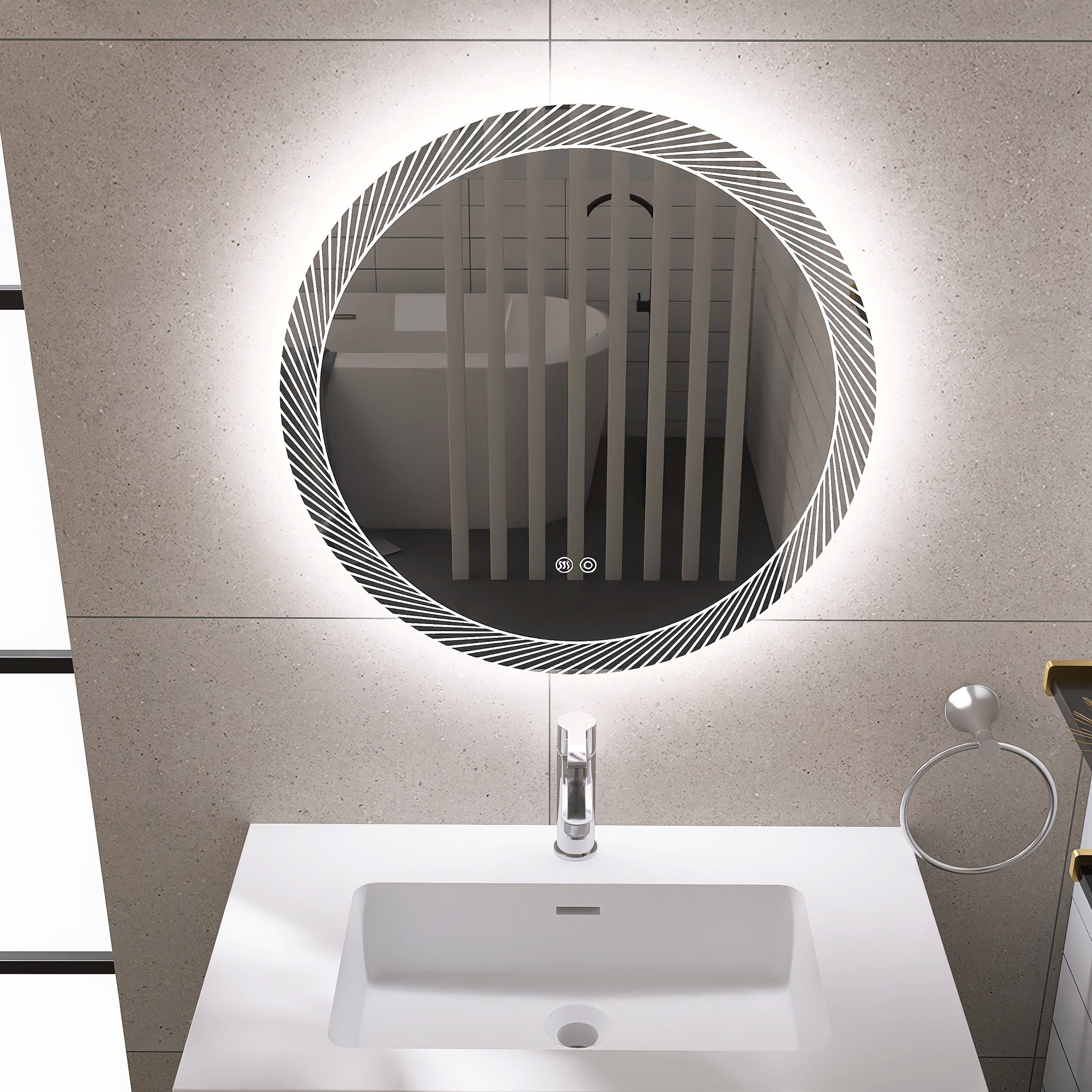 24 in. Round Frameless Anti-Fog Wall Mounted LED Bathroom Vanity Mirror