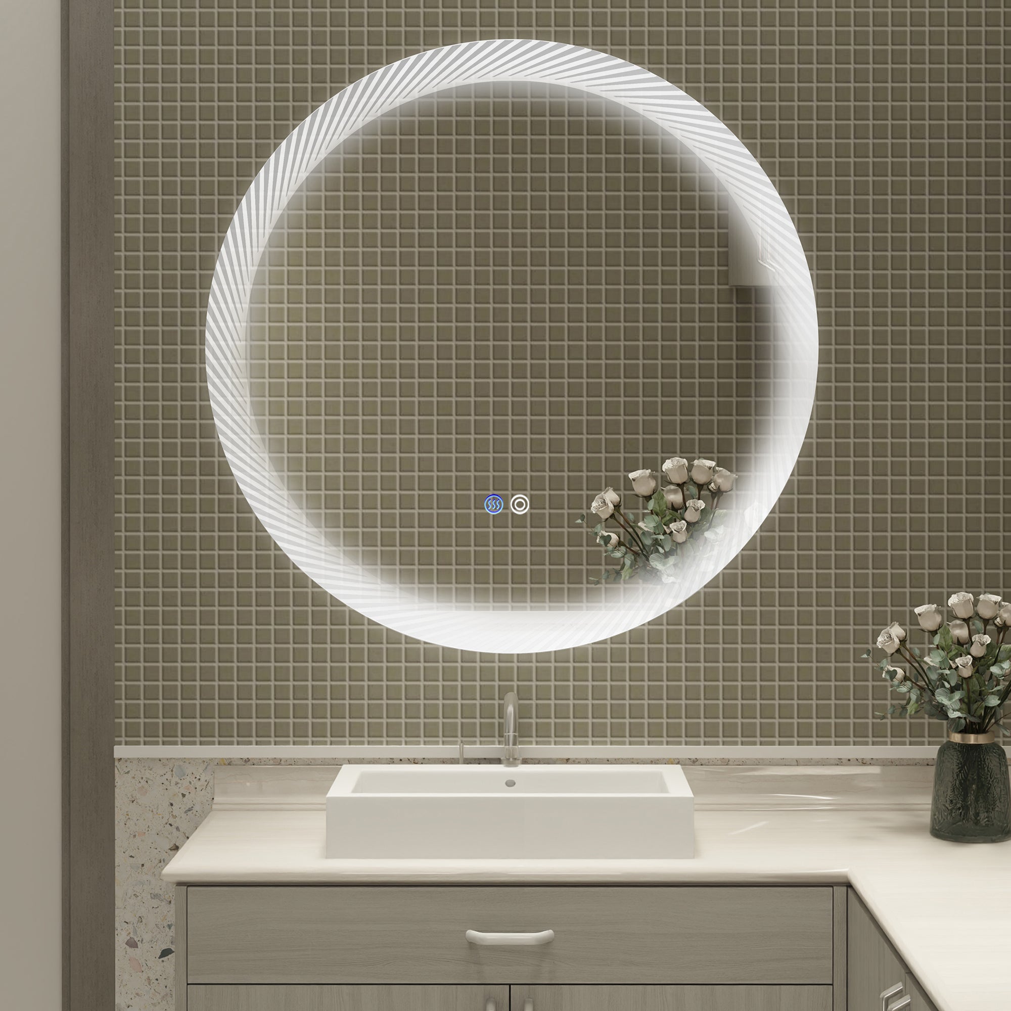 24 in. Round Frameless Anti-Fog Wall Mounted LED Bathroom Vanity Mirror