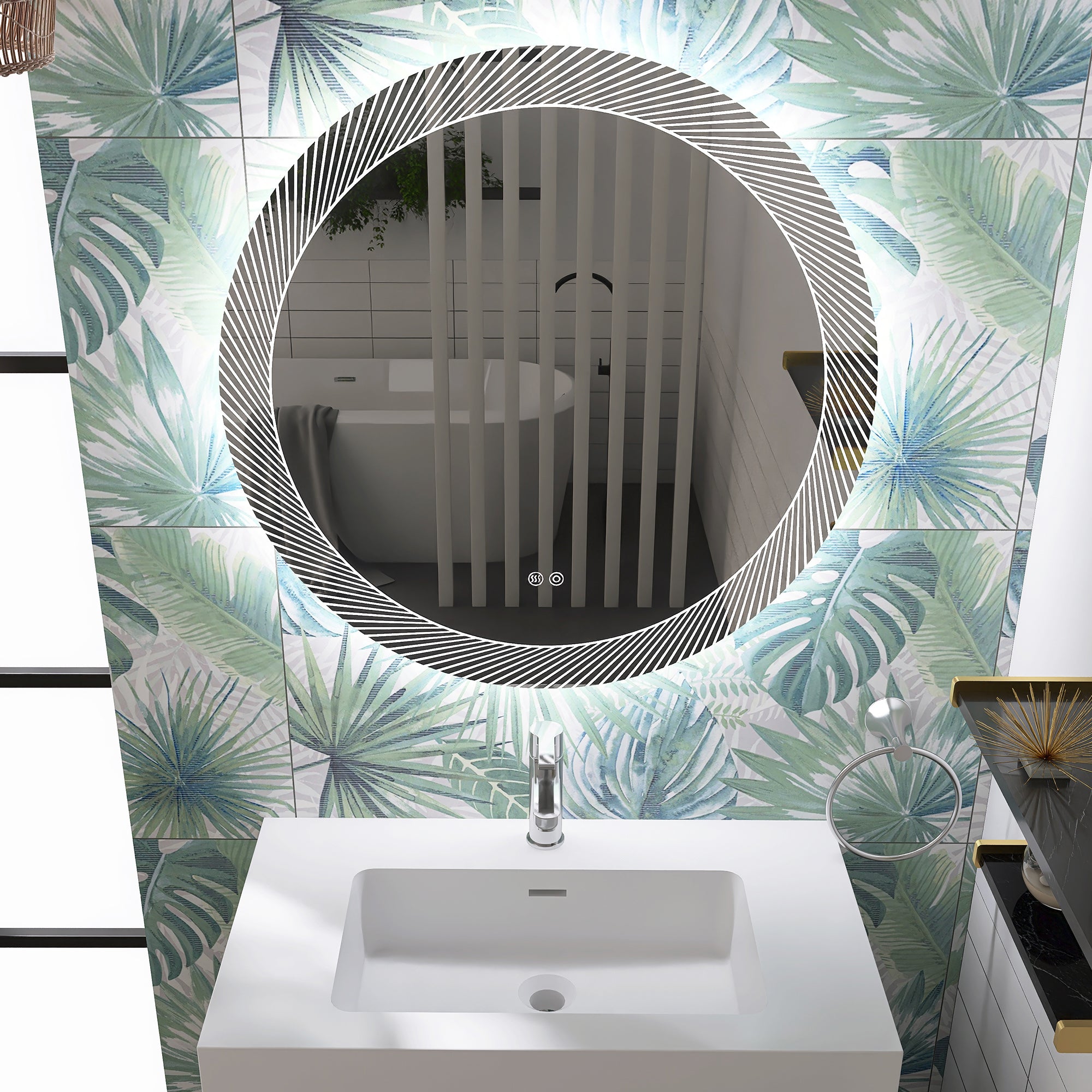 24 in. Round Frameless Anti-Fog Wall Mounted LED Bathroom Vanity Mirror