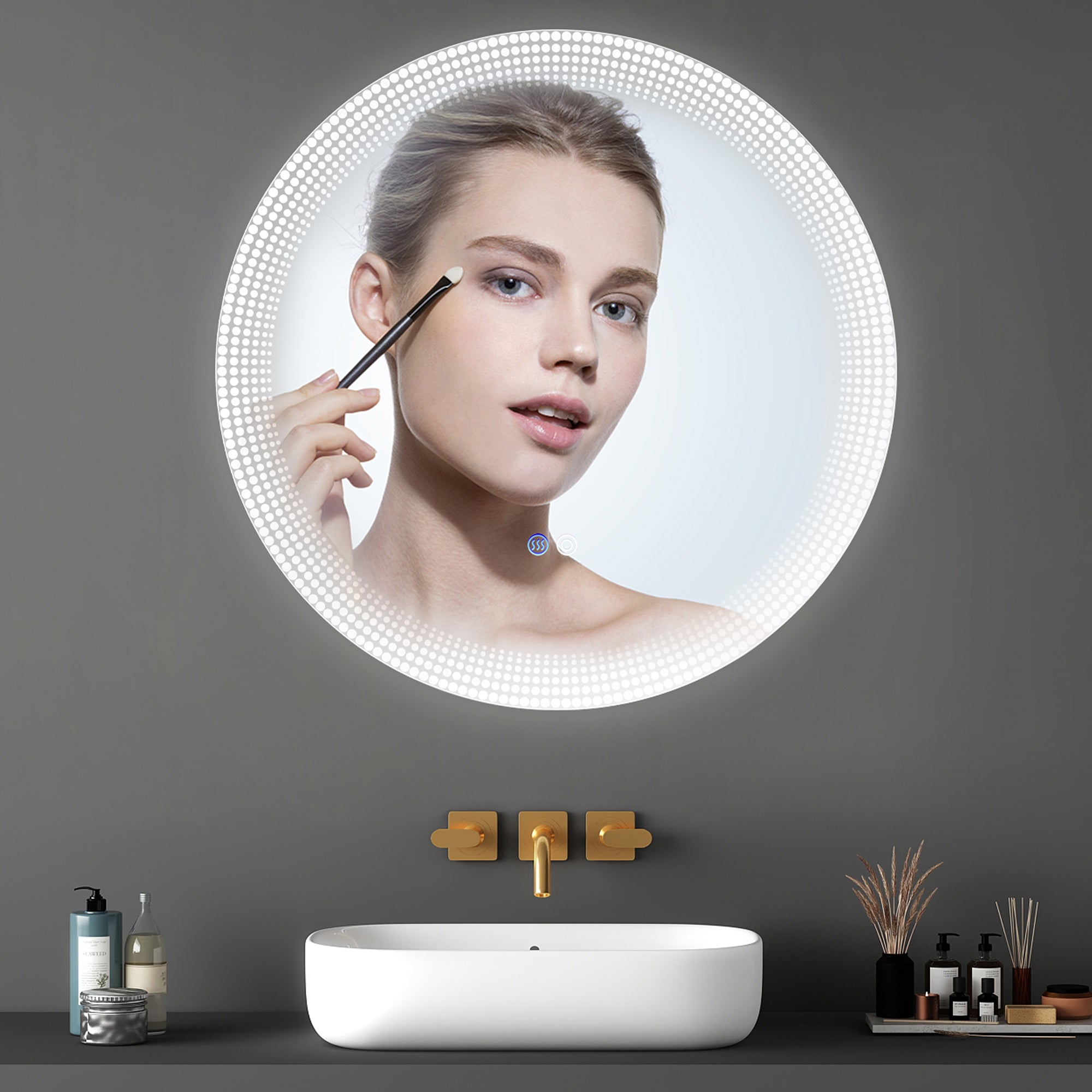 24 in. Round Frameless Anti-Fog Wall Mounted LED Bathroom Vanity Mirror