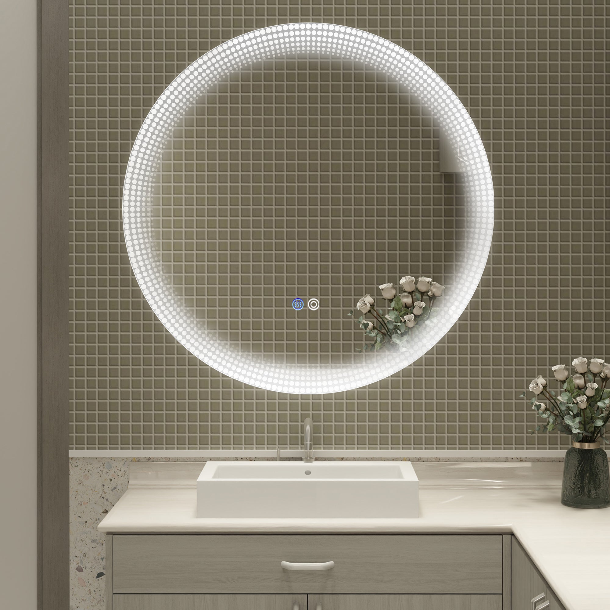 24 in. Round Frameless Anti-Fog Wall Mounted LED Bathroom Vanity Mirror