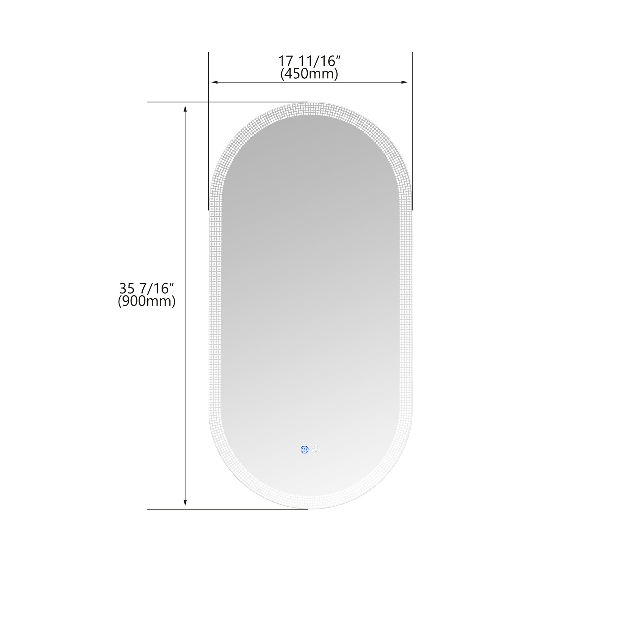 18 in. W x 35 in. H Oval Frameless Anti-Fog Wall Mounted LED Bathroom Vanity Mirror