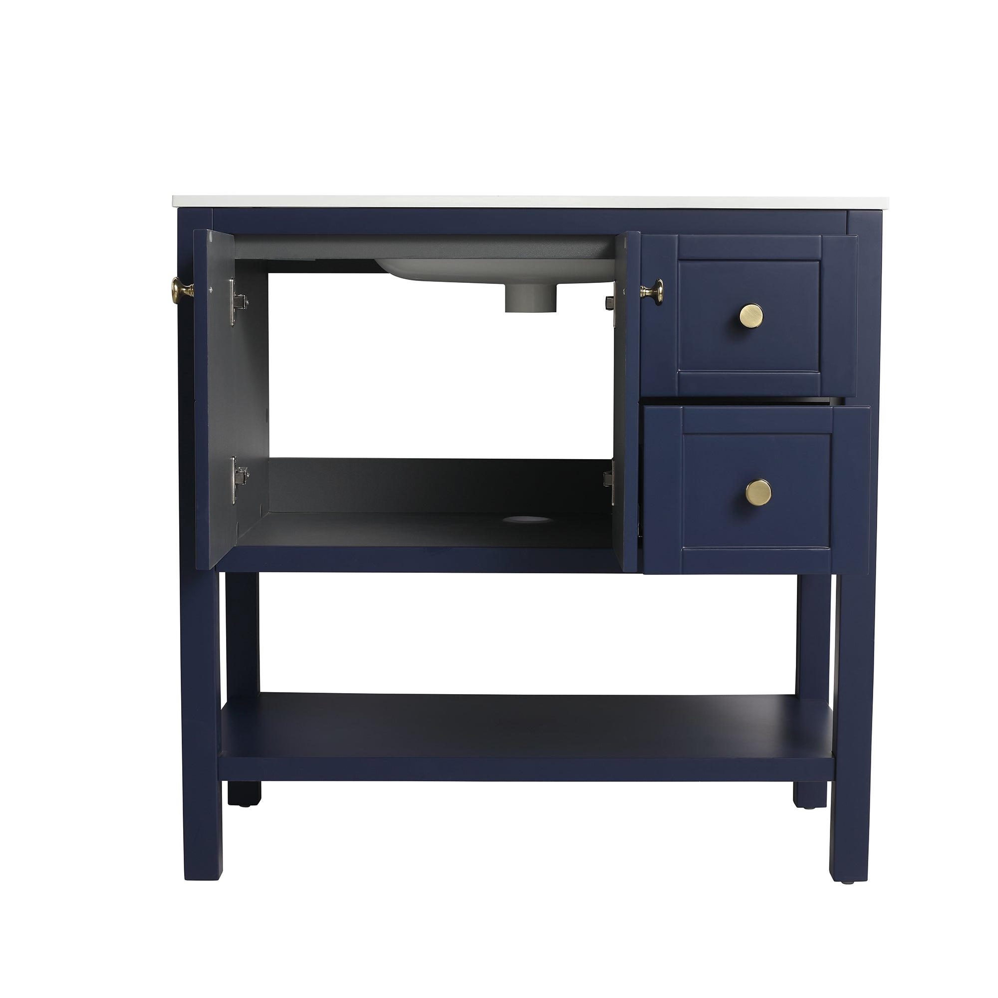 36 inch Plywood Freestanding Bathroom Vanity Set with Integrated Resin Sink