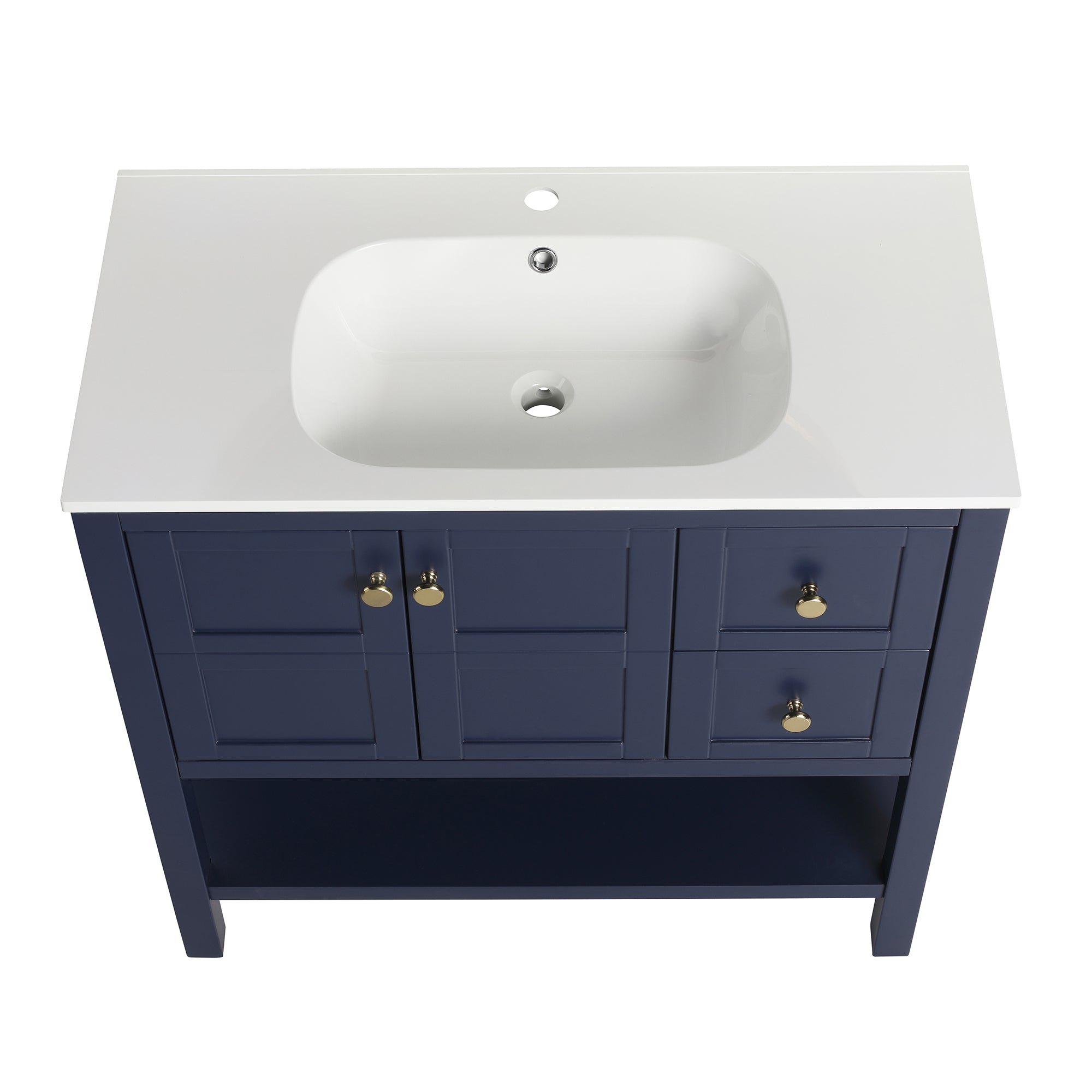 36 inch Plywood Freestanding Bathroom Vanity Set with Integrated Resin Sink