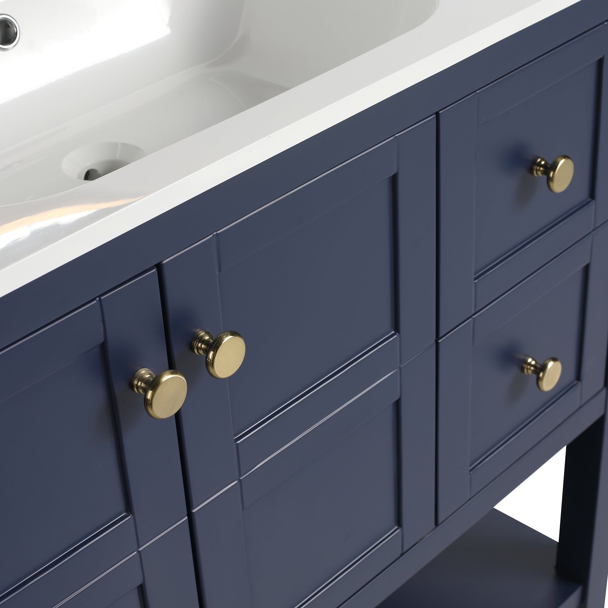 36 inch Plywood Freestanding Bathroom Vanity Set with Integrated Resin Sink