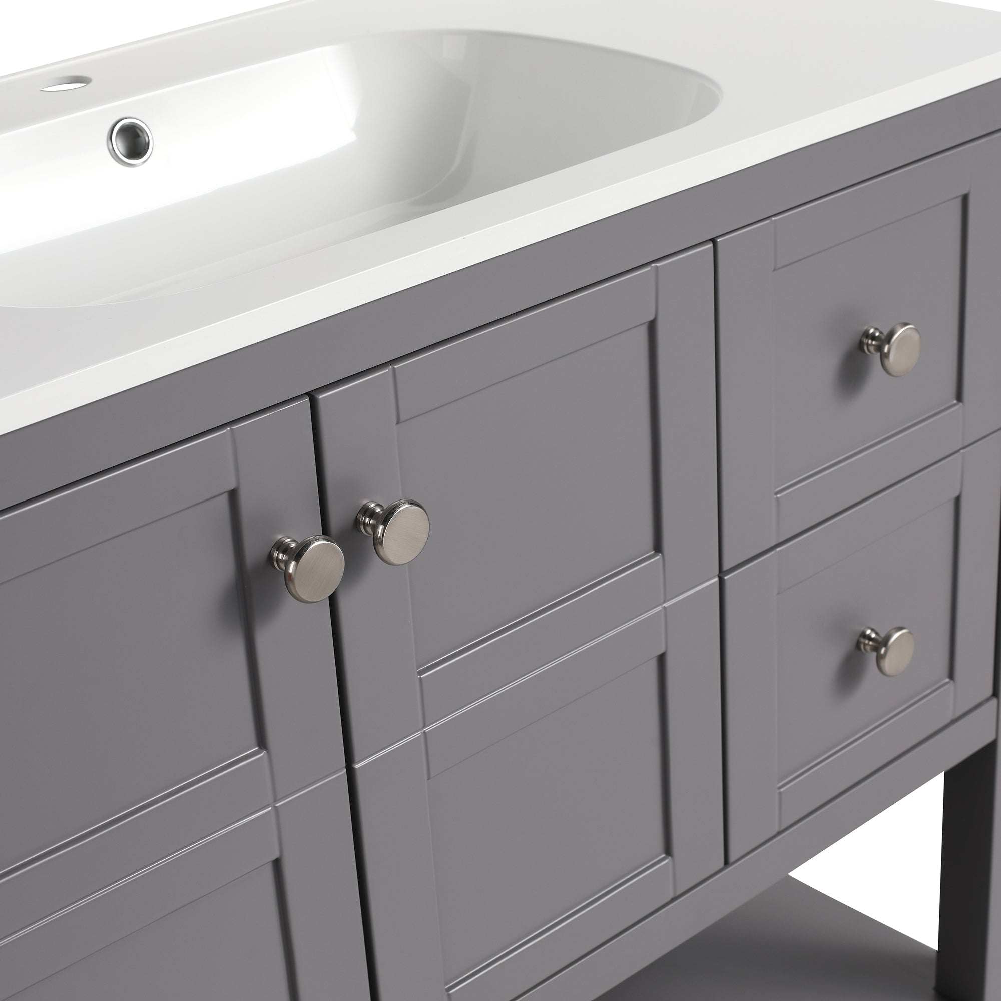 36 inch Plywood Freestanding Bathroom Vanity Set with Integrated Resin Sink
