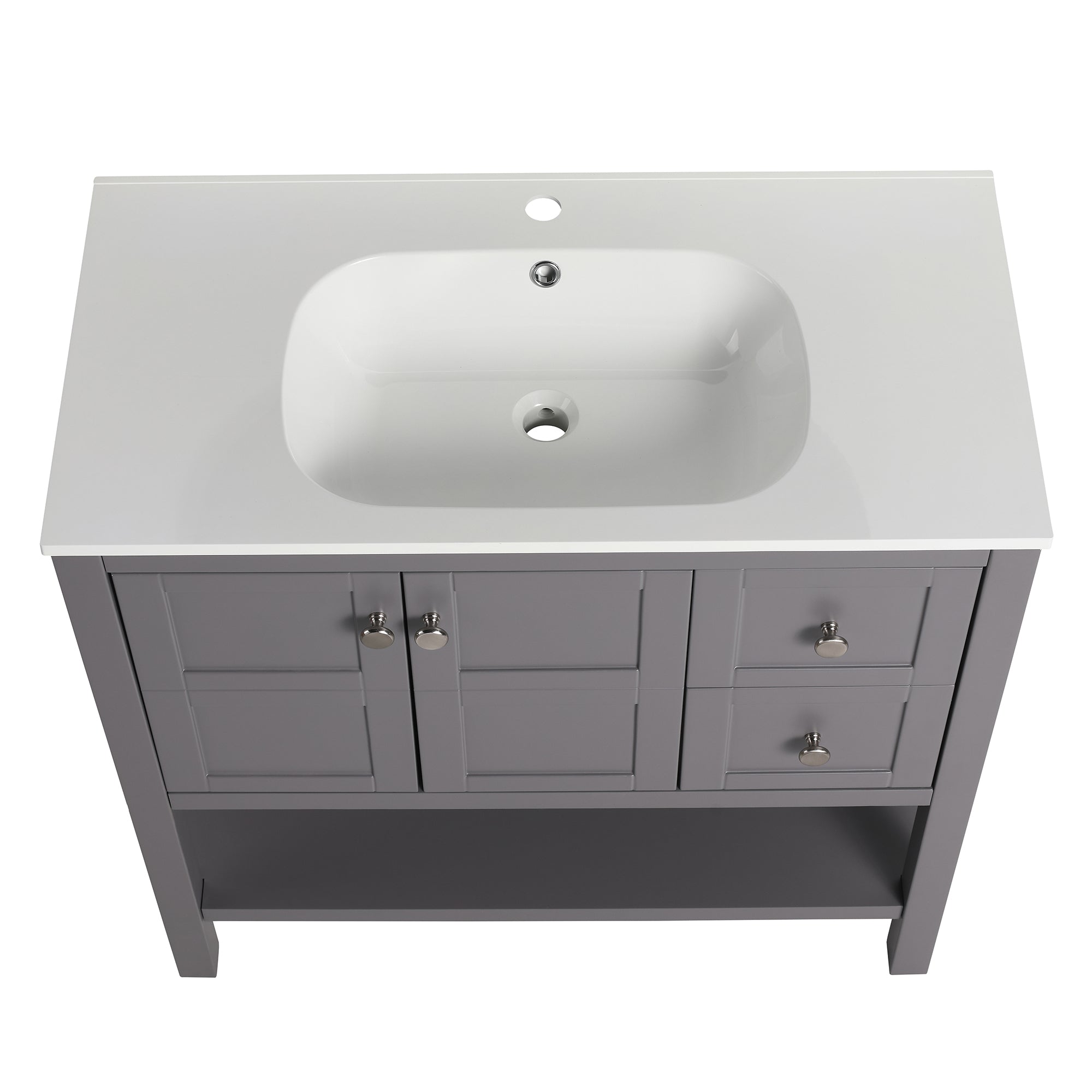 36 inch Plywood Freestanding Bathroom Vanity Set with Integrated Resin Sink