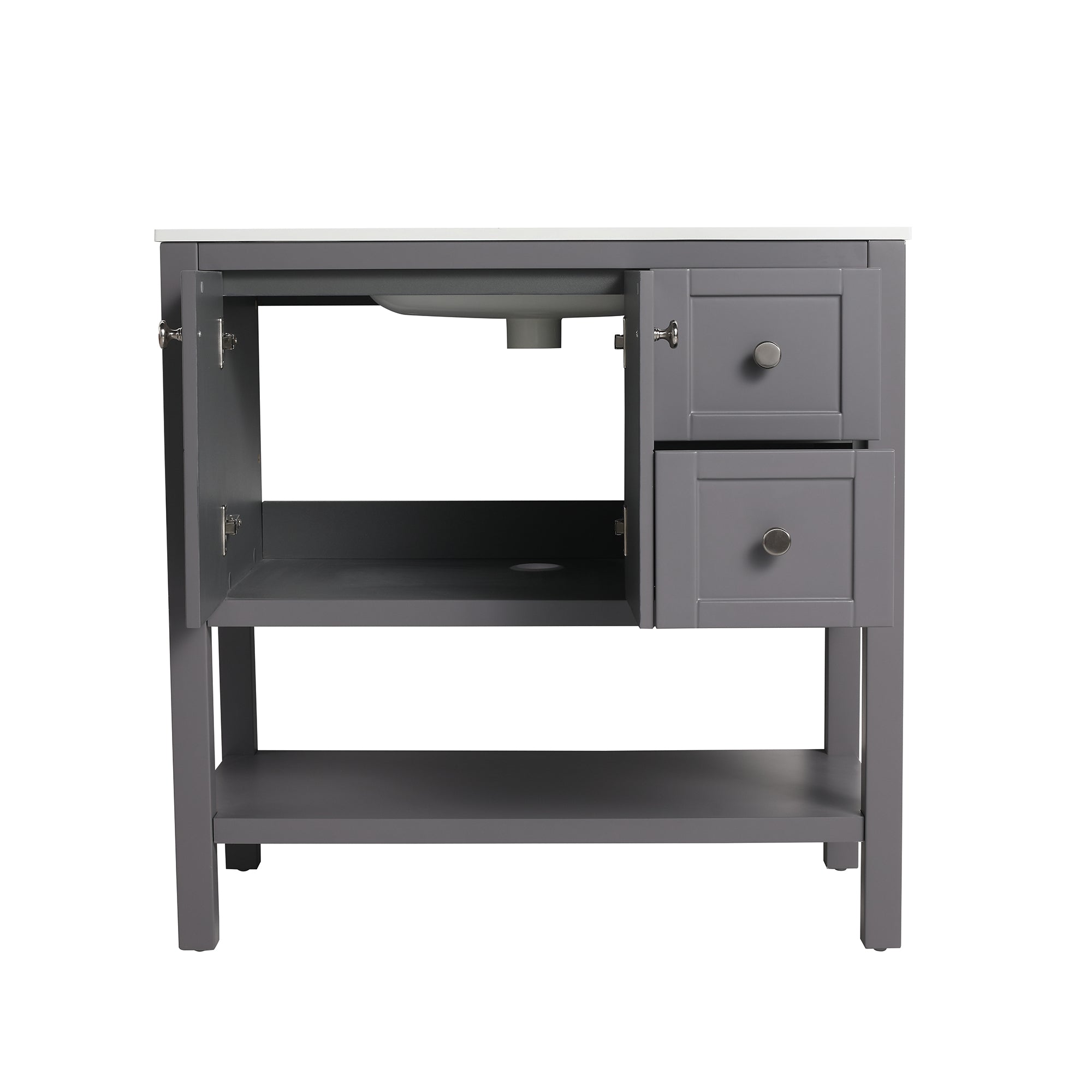 36 inch Plywood Freestanding Bathroom Vanity Set with Integrated Resin Sink