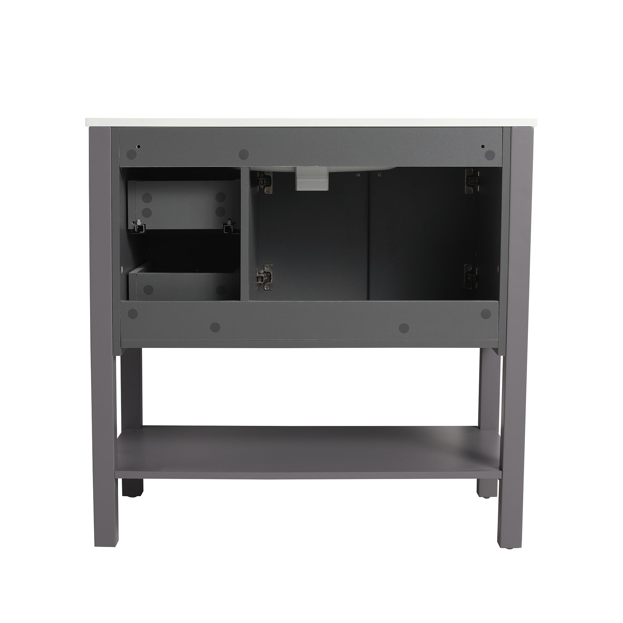 36 inch Plywood Freestanding Bathroom Vanity Set with Integrated Resin Sink