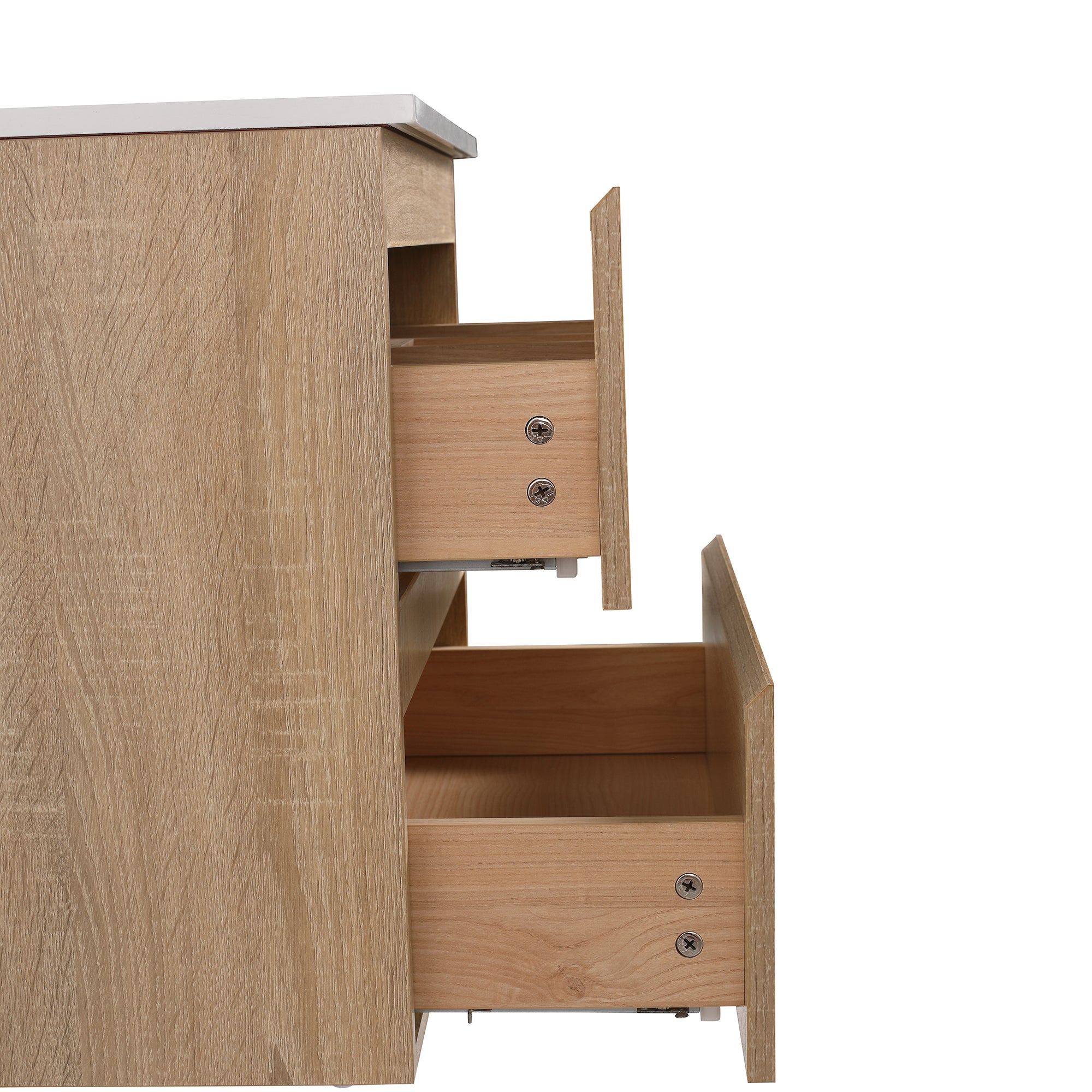 Wall-Mounted Plywood Bathroom Vanity Set in Light Oak with Integrated Gel Sink