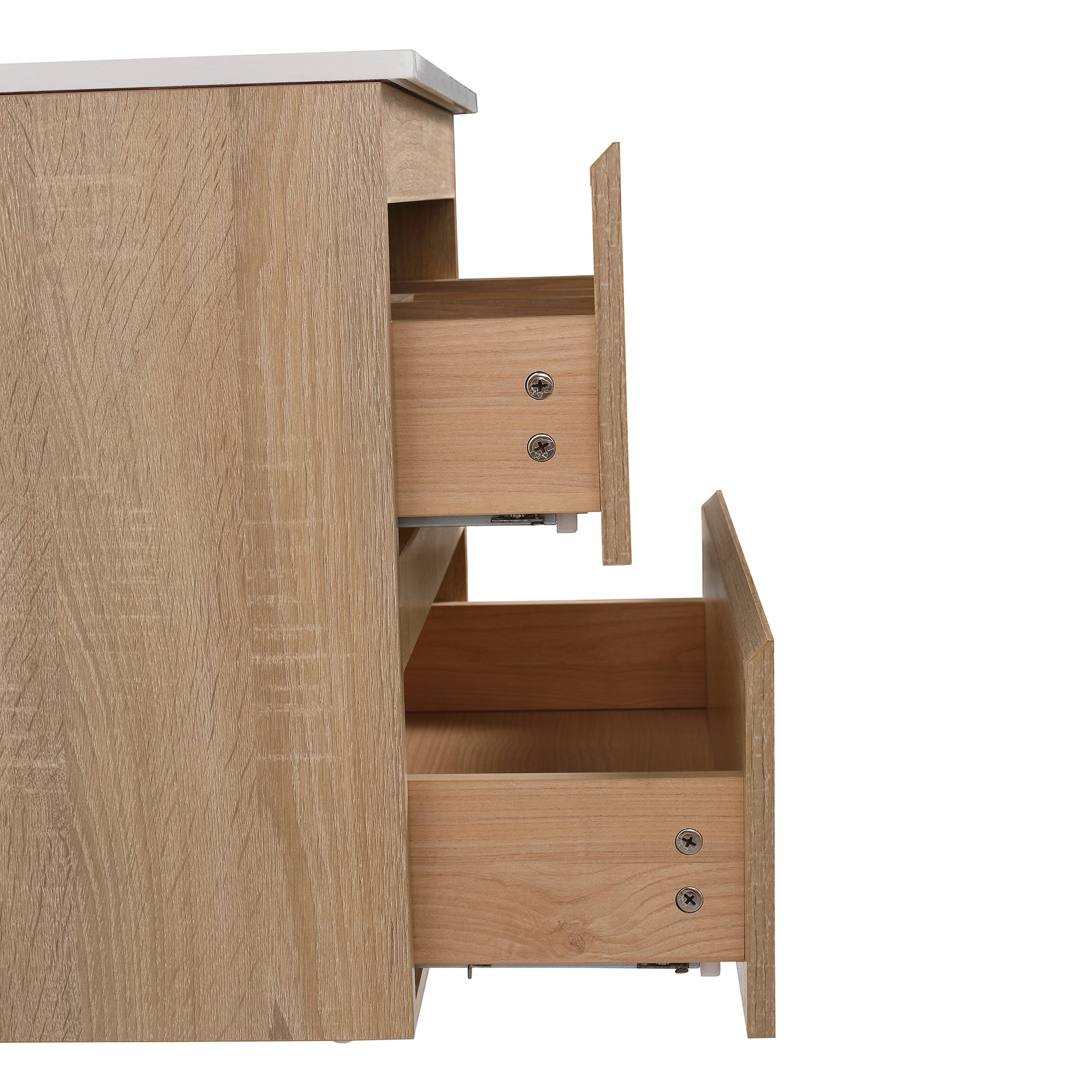 Wall-Mounted Plywood Bathroom Vanity Set in Light Oak with Integrated Gel Sink