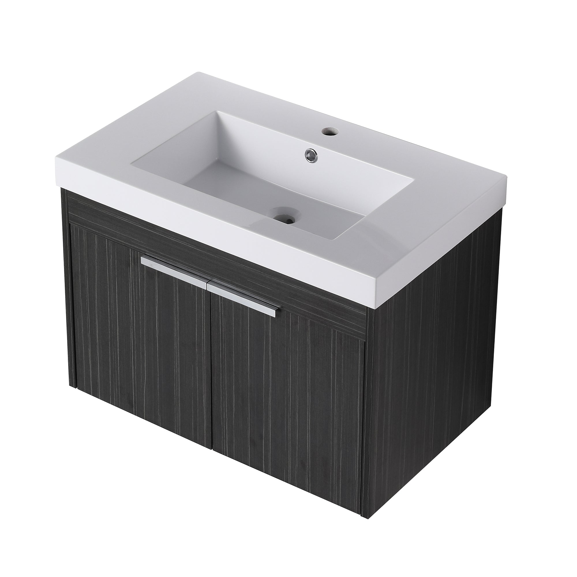 30 inch Plywood Wall-Mounted Bathroom Vanity Set with Integrated Resin Sink
