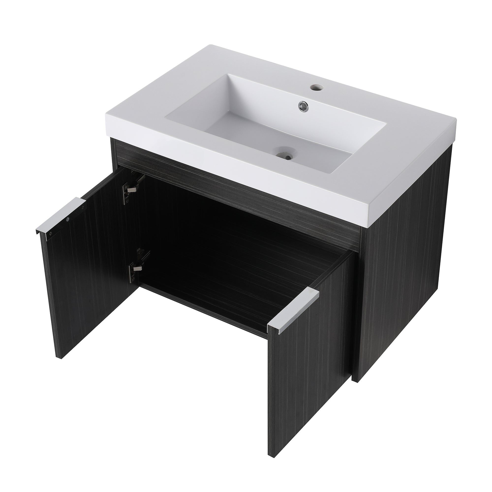 30 inch Plywood Wall-Mounted Bathroom Vanity Set with Integrated Resin Sink
