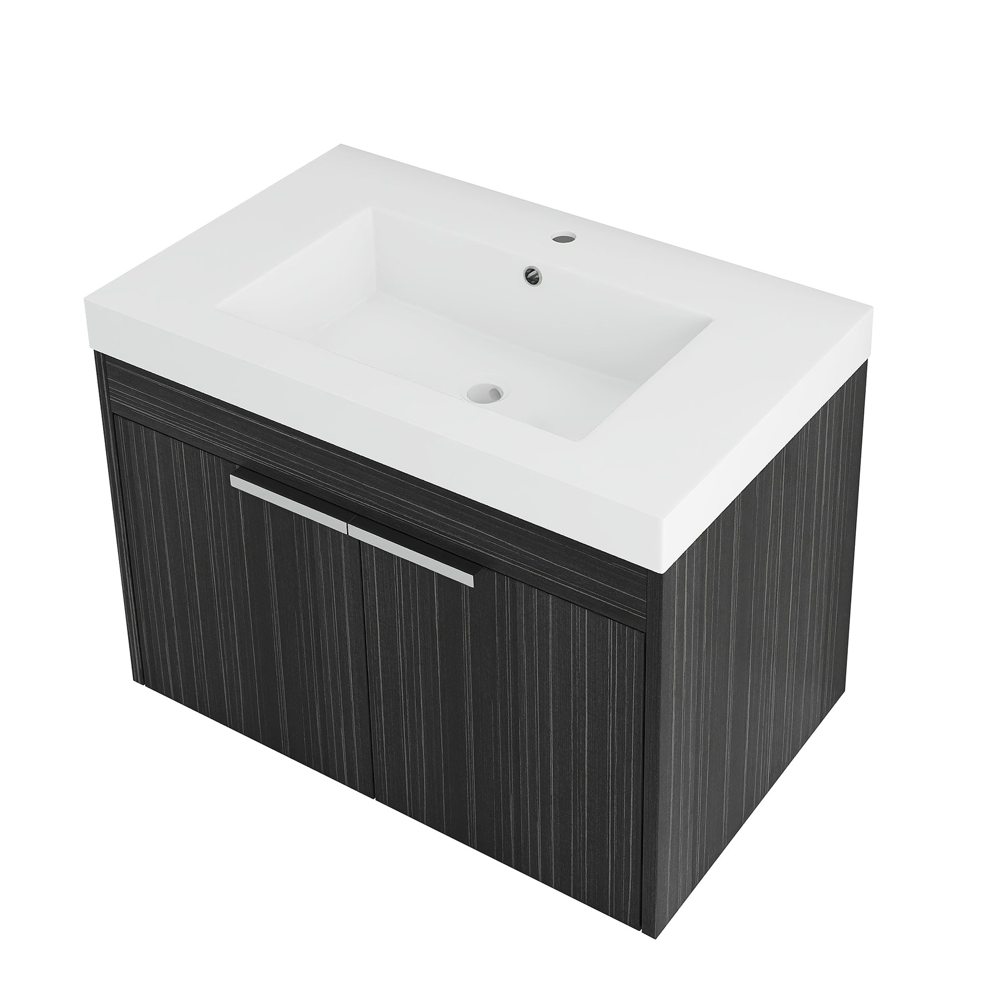 30 inch Plywood Wall-Mounted Bathroom Vanity Set with Integrated Resin Sink