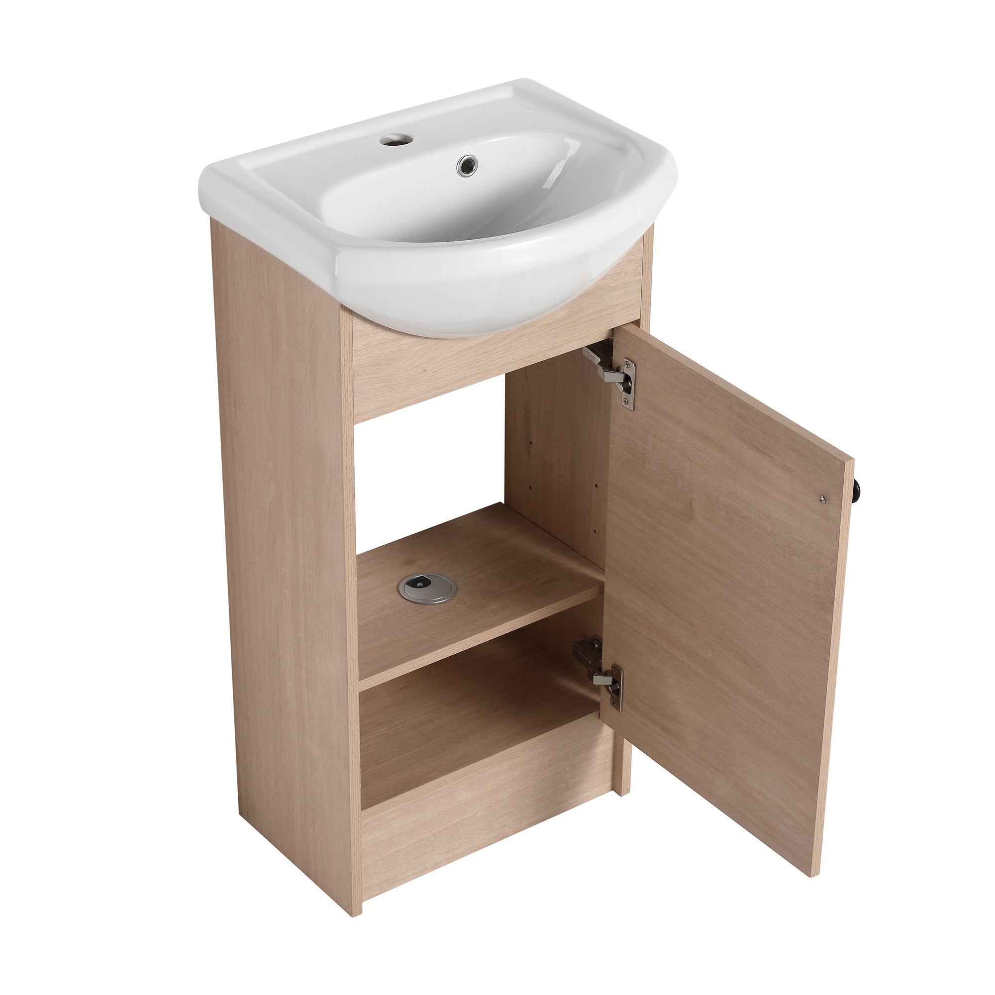 18 inch Plywood Freestanding Bathroom Vanity Set with Integrated Ceramic Sink