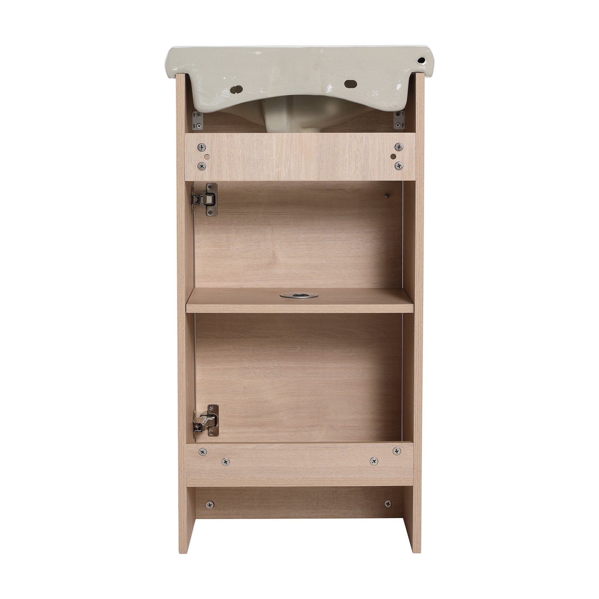 18 inch Plywood Freestanding Bathroom Vanity Set with Integrated Ceramic Sink