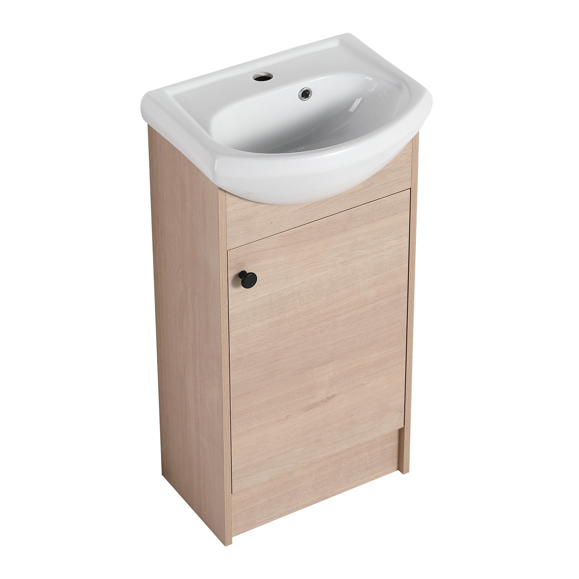 18 inch Plywood Freestanding Bathroom Vanity Set with Integrated Ceramic Sink