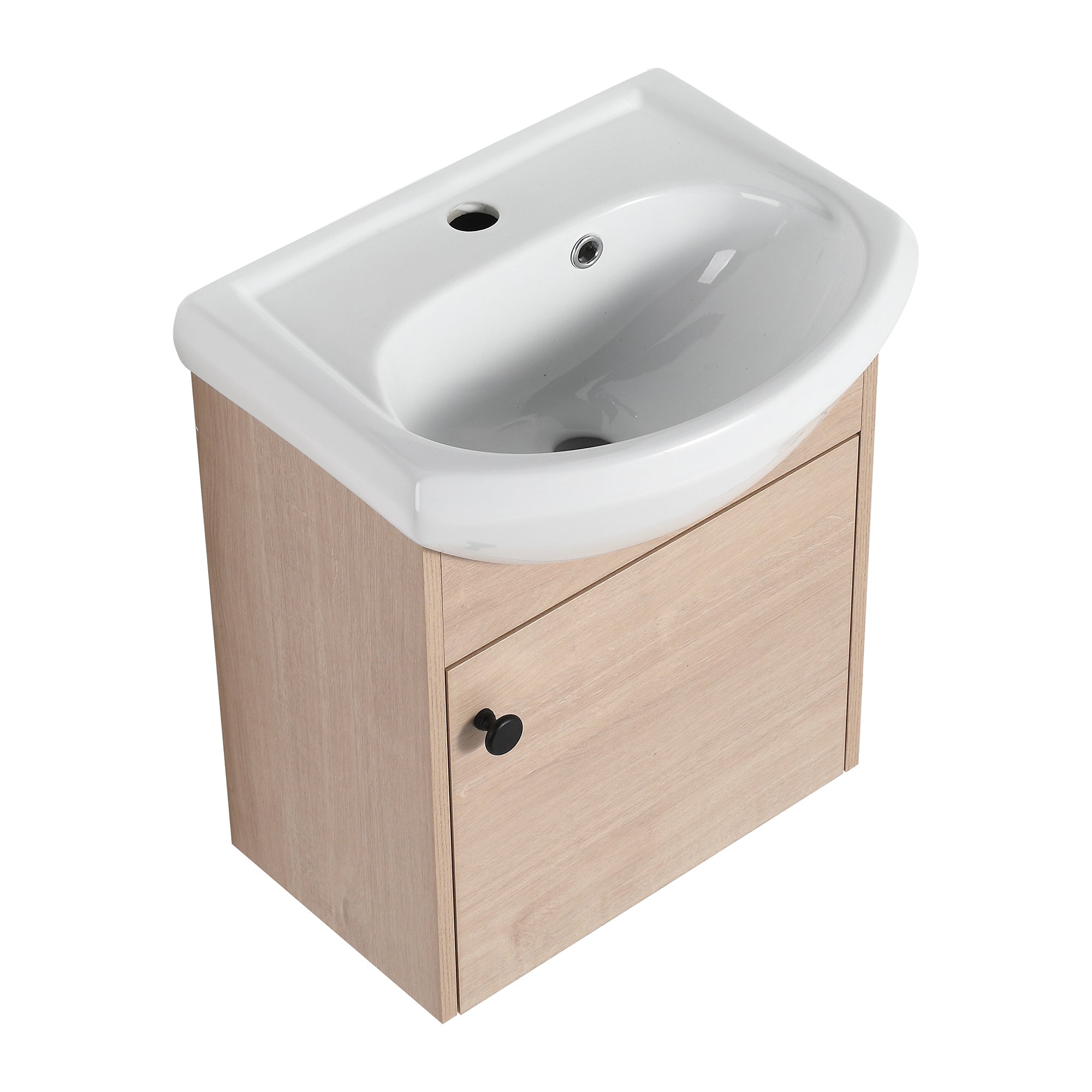18 inch Plywood Wall-Mounted Bathroom Vanity Set with Integrated Ceramic Sink