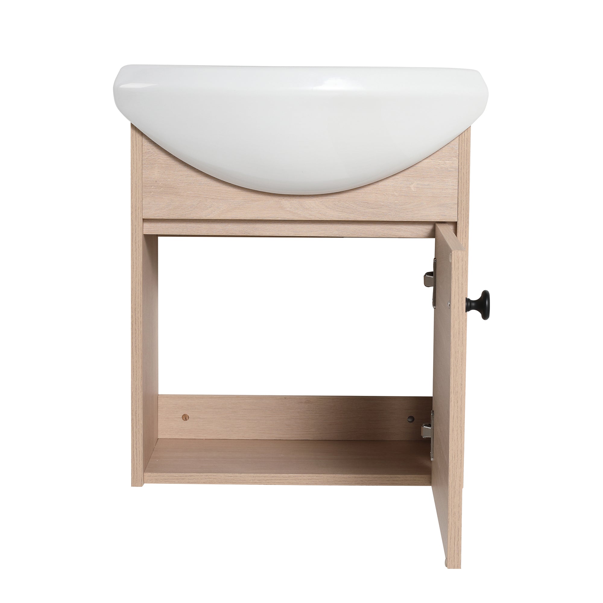18 inch Plywood Wall-Mounted Bathroom Vanity Set with Integrated Ceramic Sink