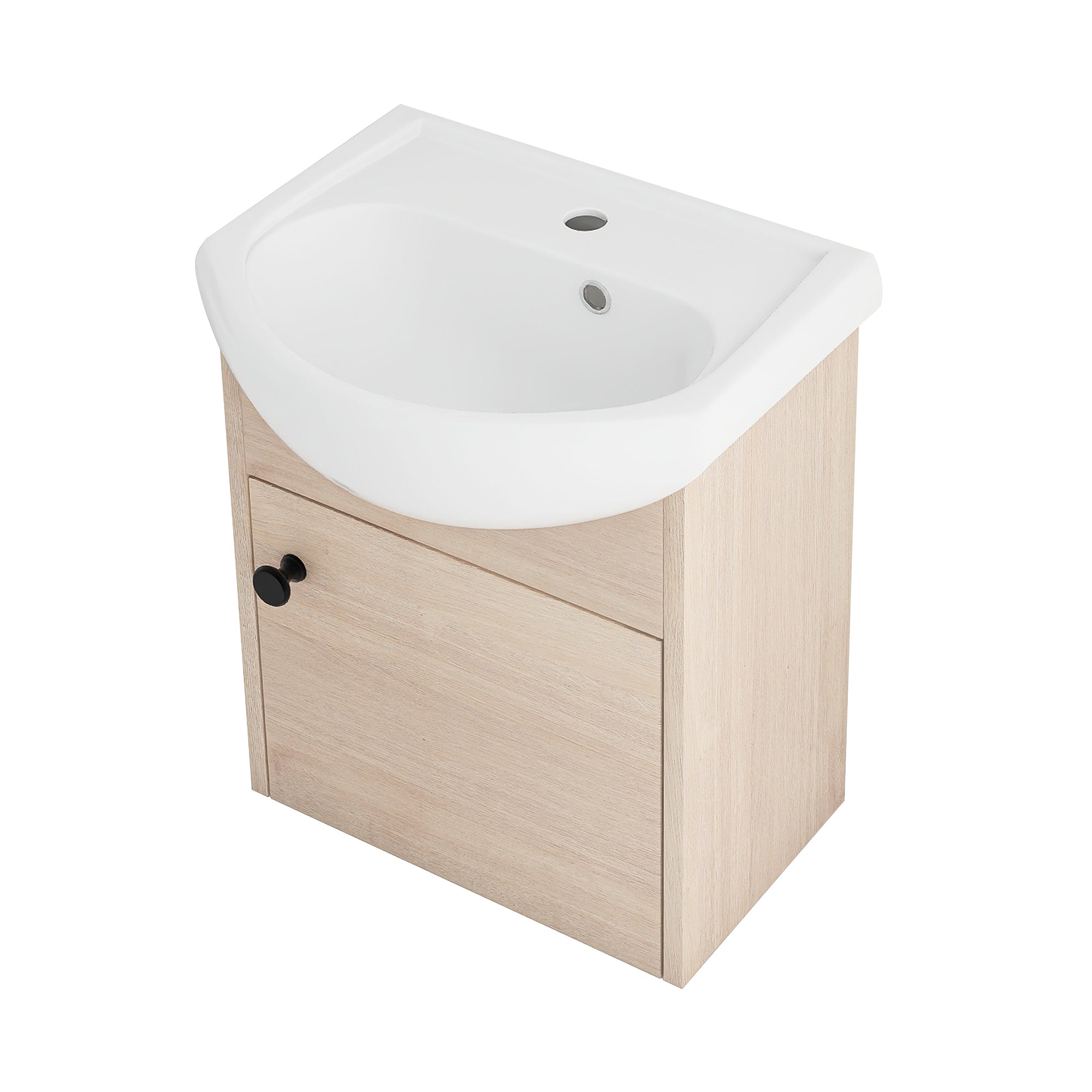 18 inch Plywood Wall-Mounted Bathroom Vanity Set with Integrated Ceramic Sink