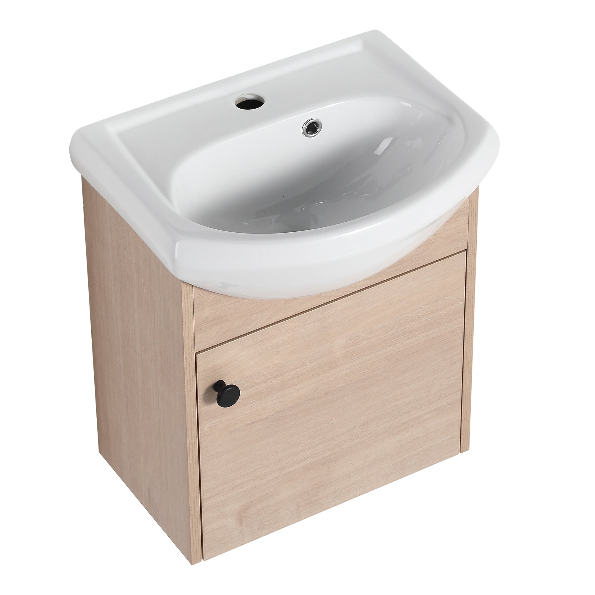 18 inch Plywood Wall-Mounted Bathroom Vanity Set with Integrated Ceramic Sink