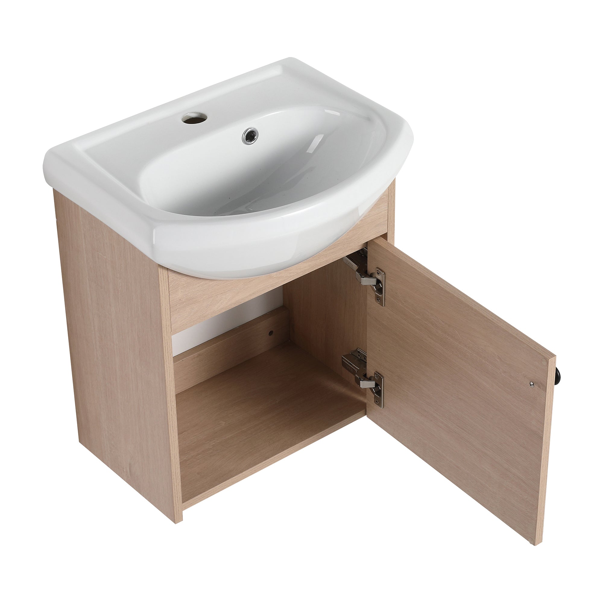 18 inch Plywood Wall-Mounted Bathroom Vanity Set with Integrated Ceramic Sink