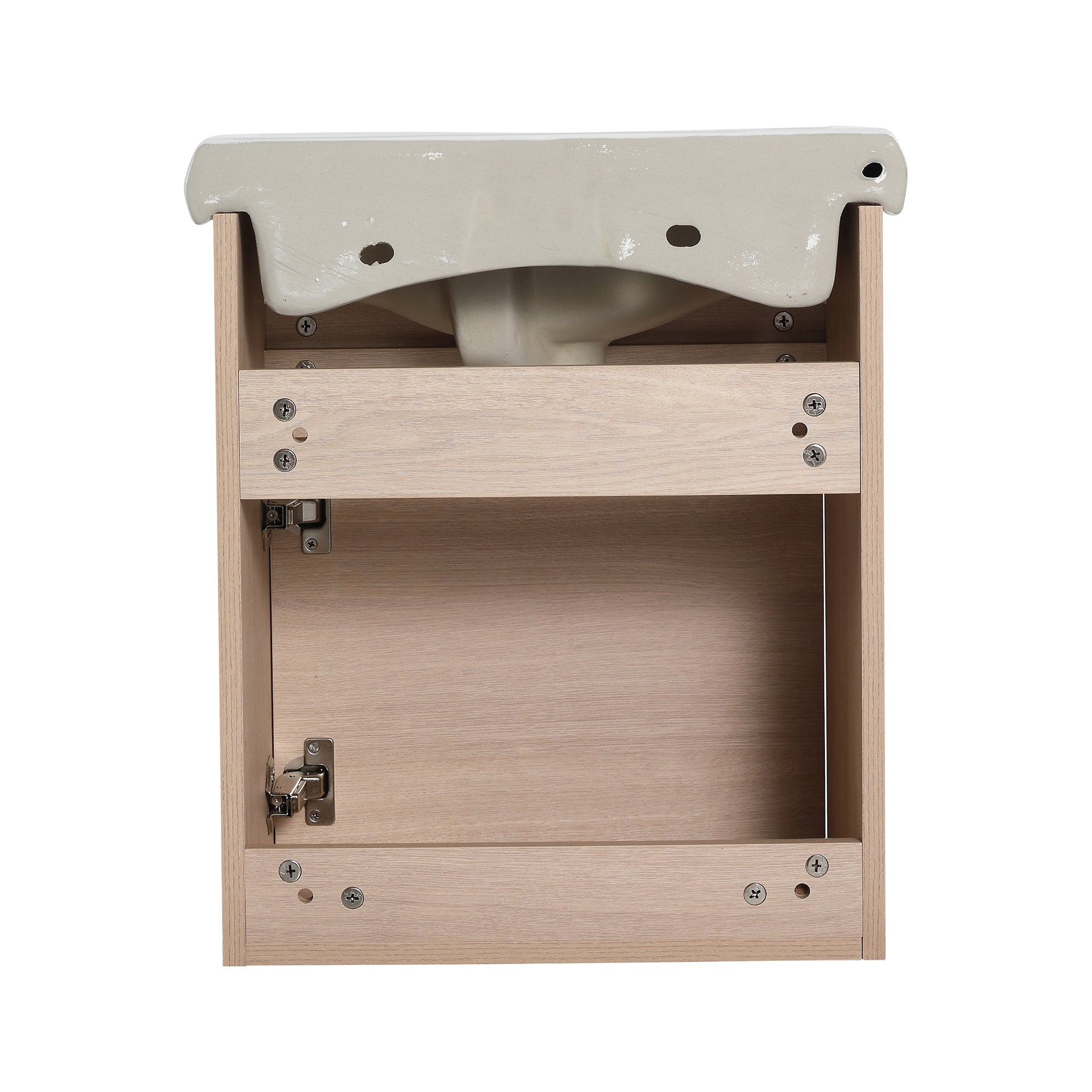 18 inch Plywood Wall-Mounted Bathroom Vanity Set with Integrated Ceramic Sink