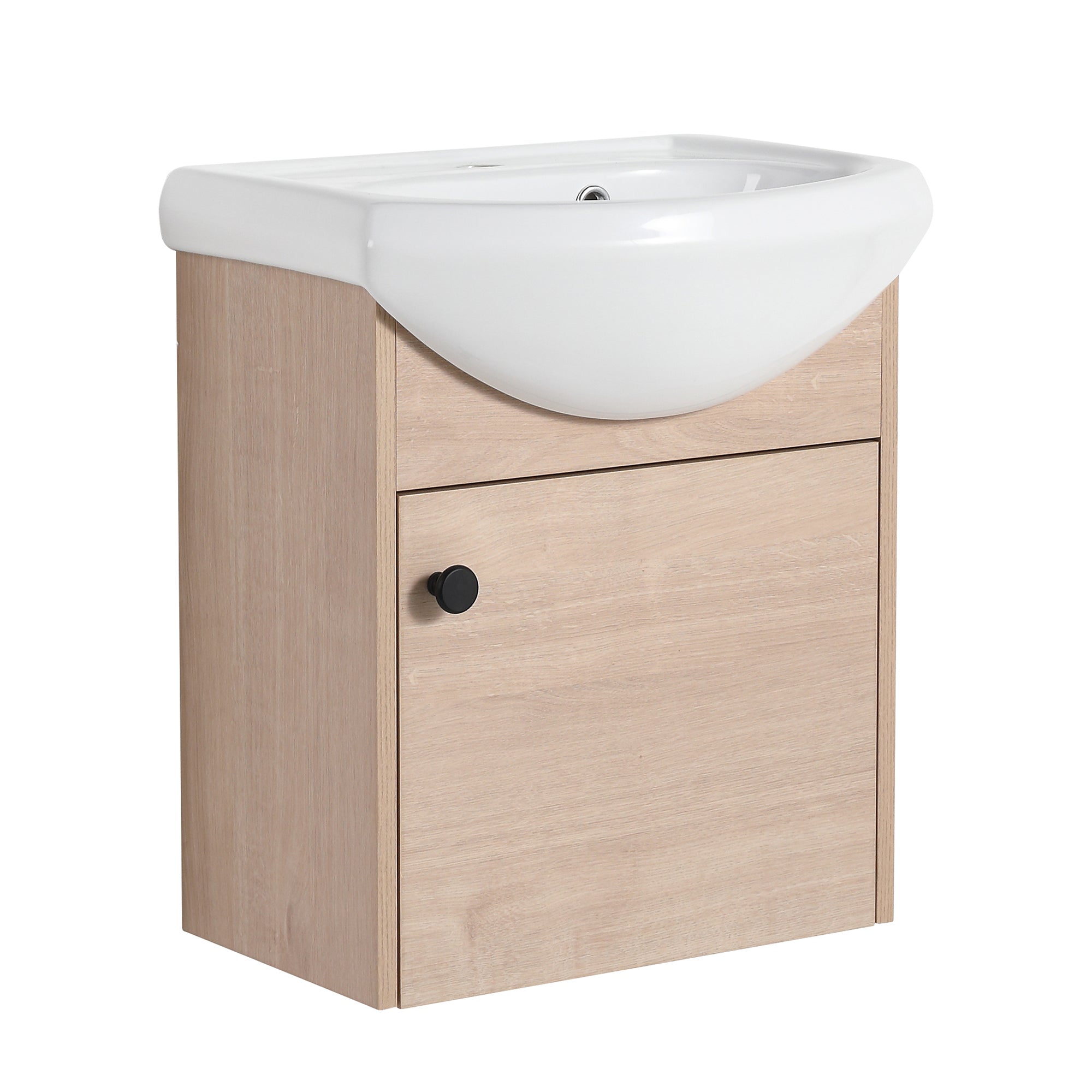 18 inch Plywood Wall-Mounted Bathroom Vanity Set with Integrated Ceramic Sink
