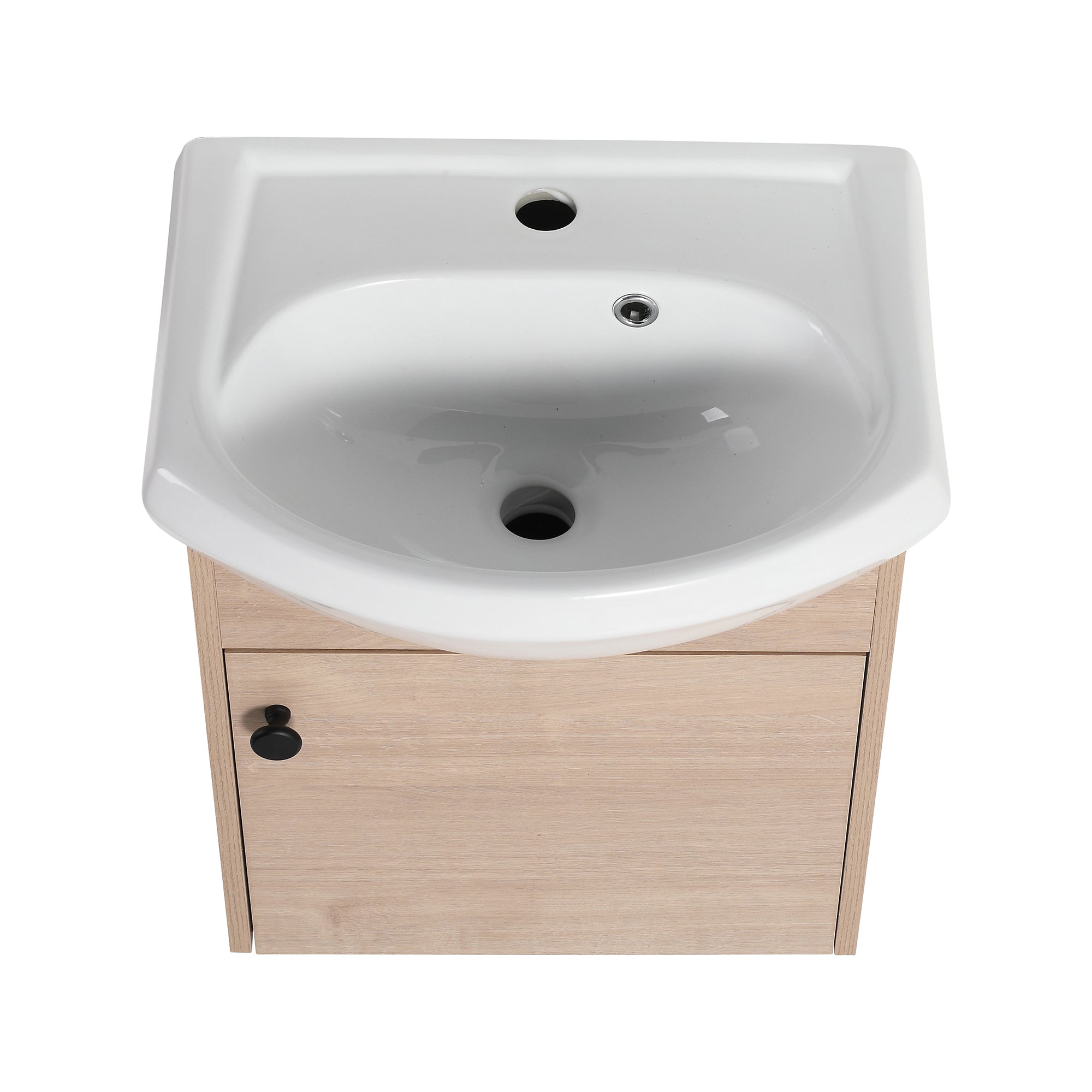 18 inch Plywood Wall-Mounted Bathroom Vanity Set with Integrated Ceramic Sink