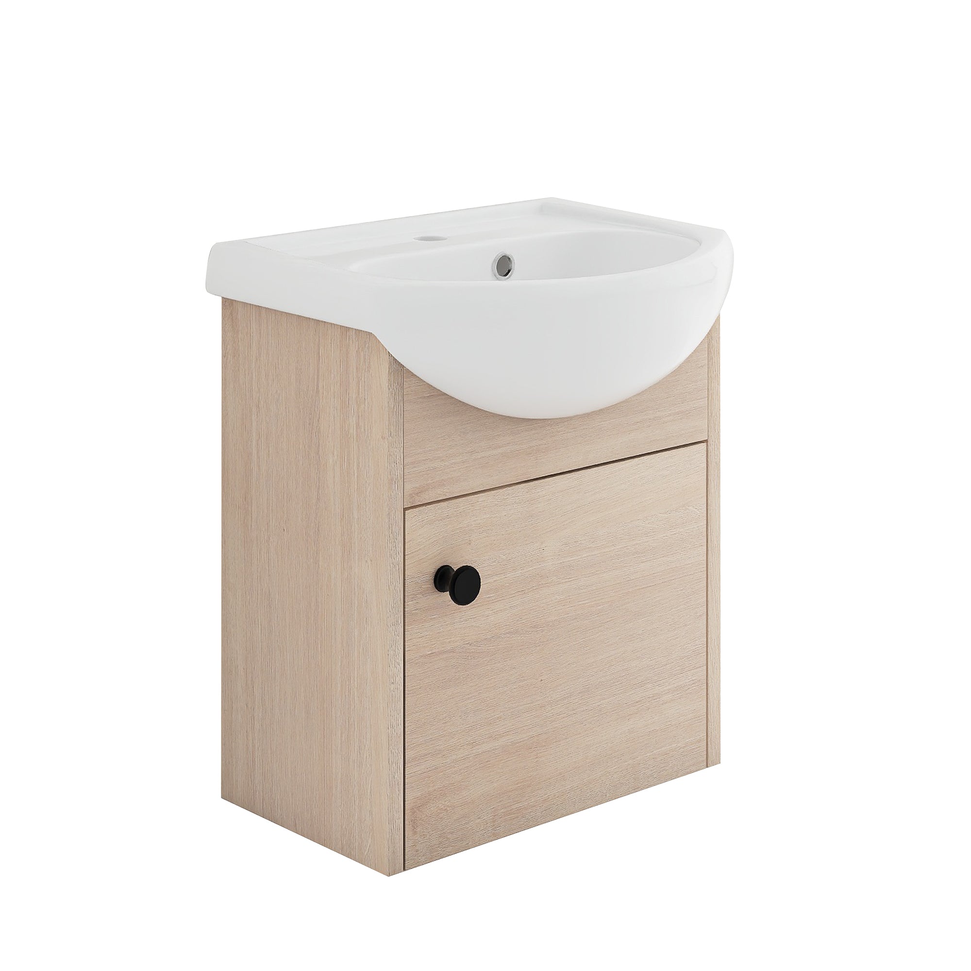18 inch Plywood Wall-Mounted Bathroom Vanity Set with Integrated Ceramic Sink